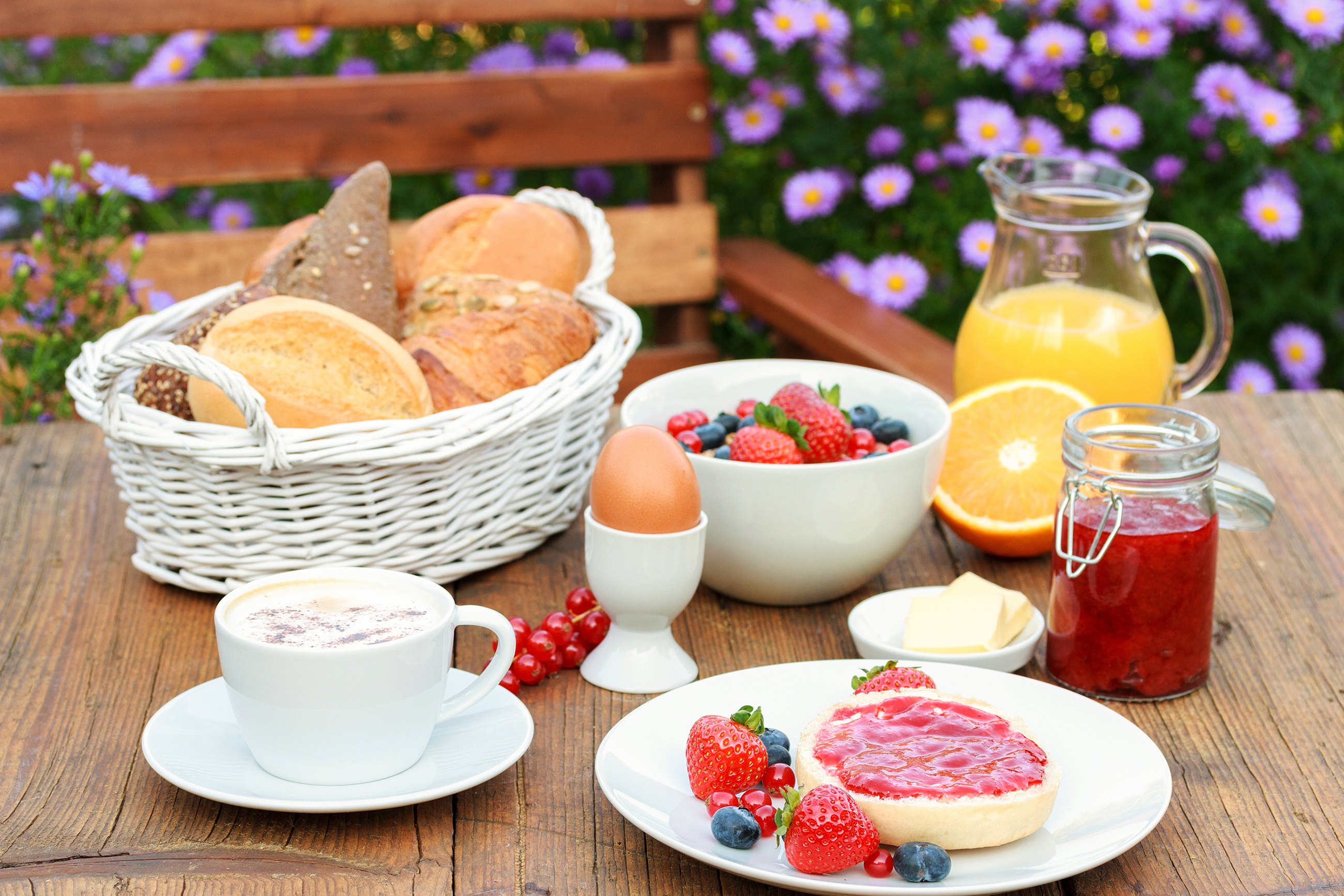 Download mobile wallpaper Food, Coffee, Berry, Jam, Breakfast, Viennoiserie for free.