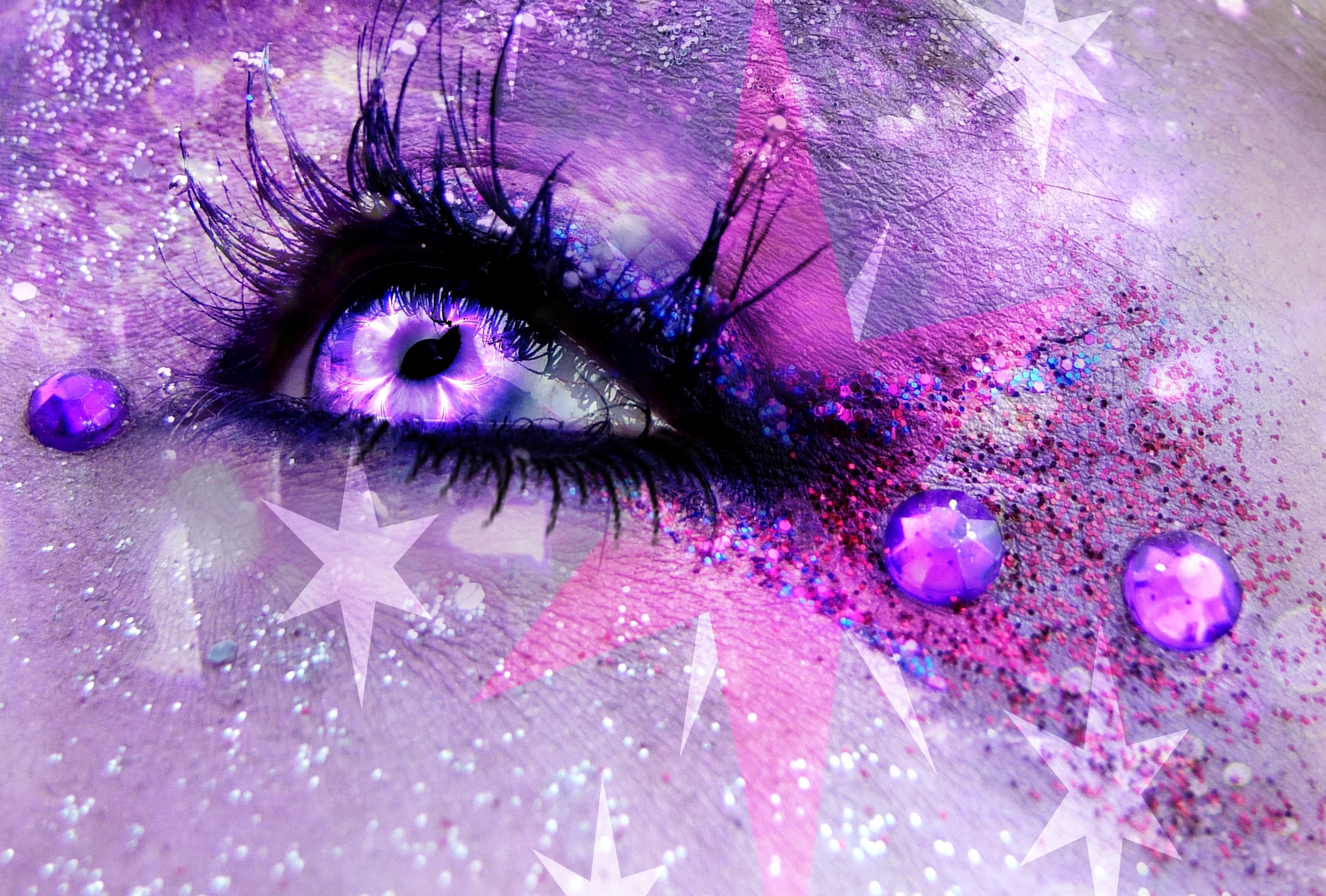 Free download wallpaper Jewelry, Purple, Artistic, Eye, Star, Makeup, Glitter, Sparkles on your PC desktop