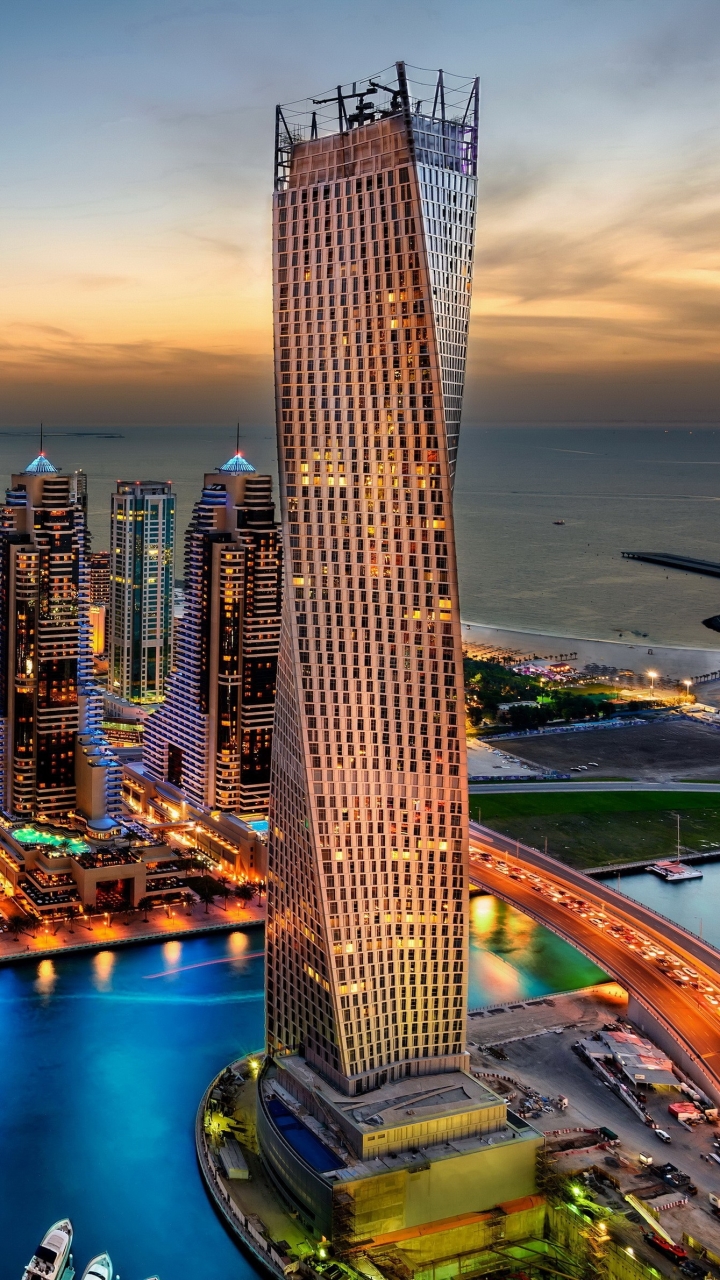 Скачати мобільні шпалери Міста, Архітектура, Будівля, Дубай, Вечір, Створено Людиною безкоштовно.