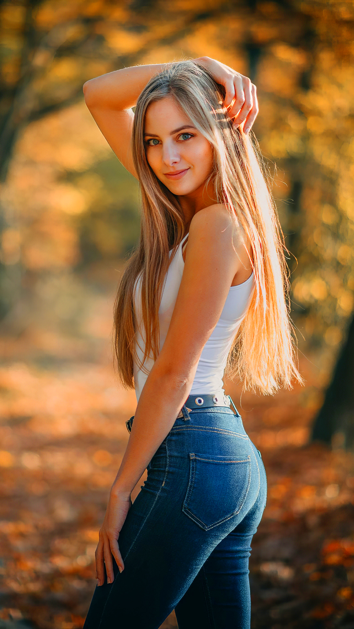 Download mobile wallpaper Blonde, Model, Women, Long Hair, Depth Of Field for free.