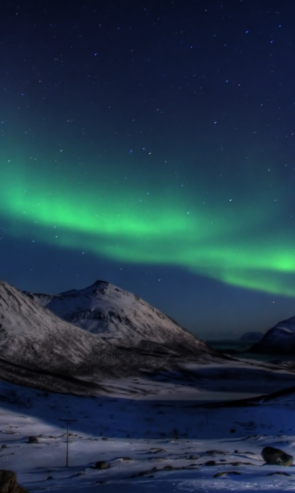 Download mobile wallpaper Night, Snow, Earth, Aurora Borealis for free.