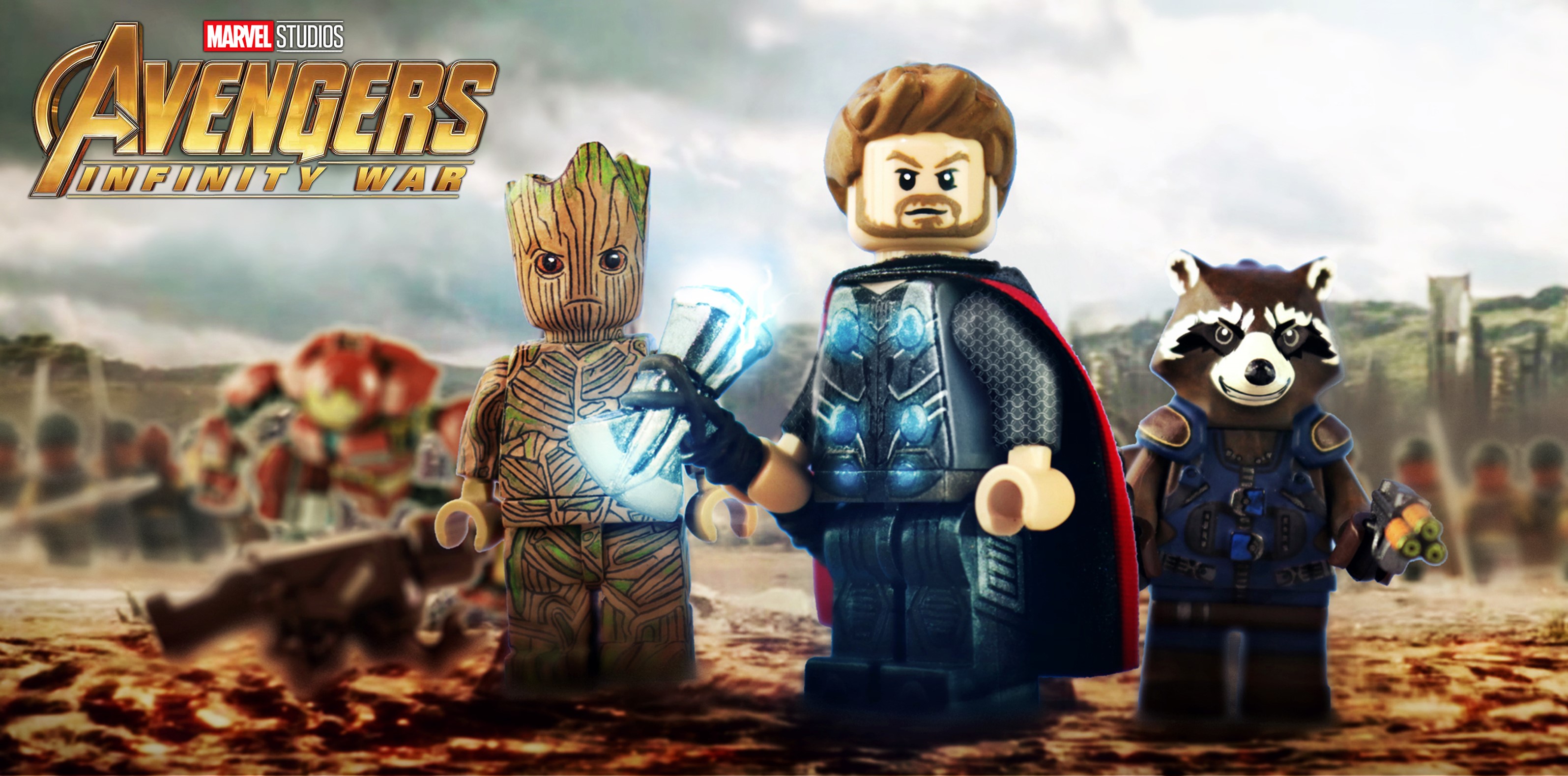 Free download wallpaper Lego, Products, Thor, Rocket Raccoon, Groot on your PC desktop