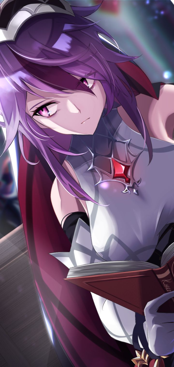 video game, genshin impact, rosaria (genshin impact), purple hair, pink eyes