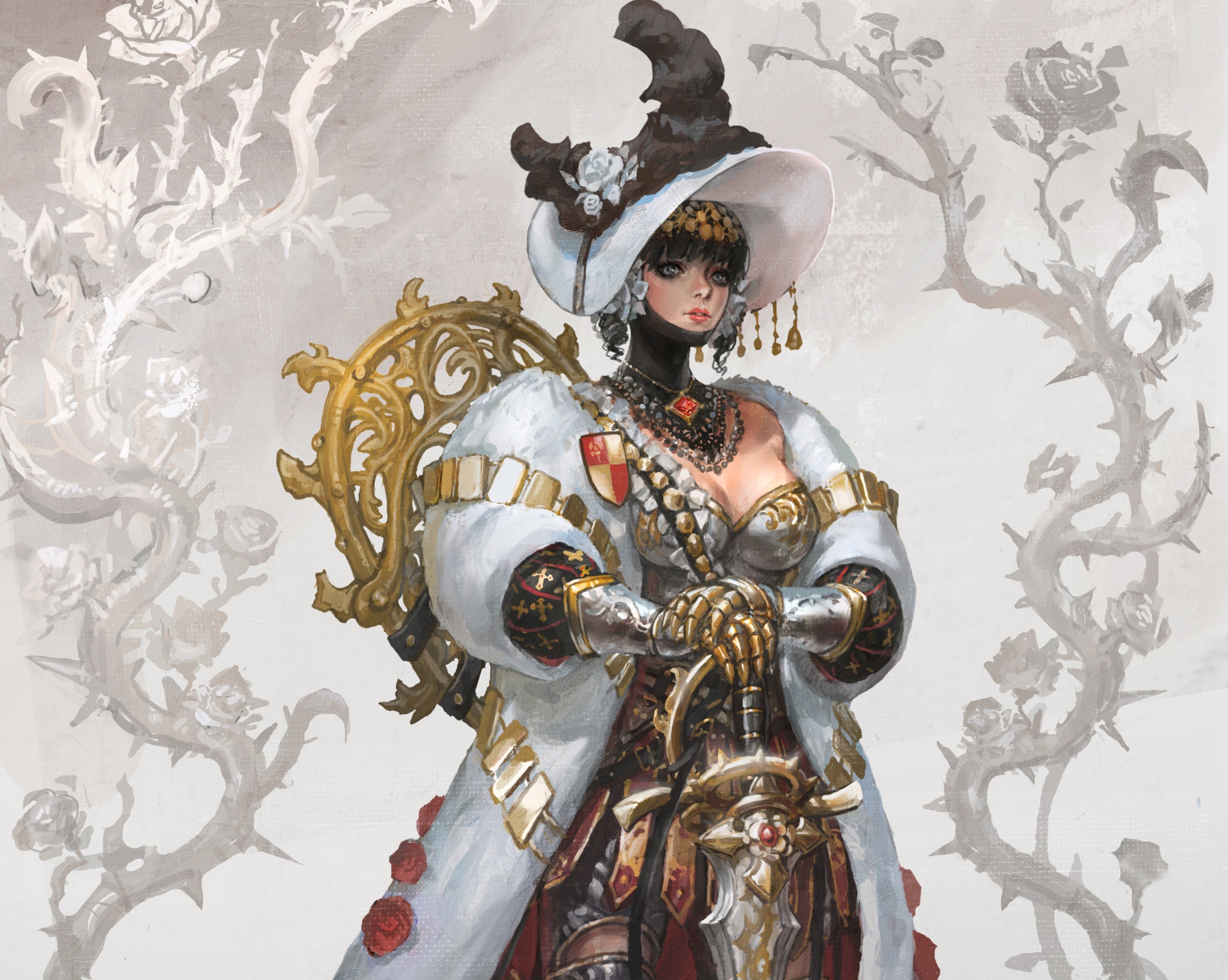 Download mobile wallpaper Fantasy, Hat, Knight, Armor, Sword, Women Warrior, Woman Warrior for free.
