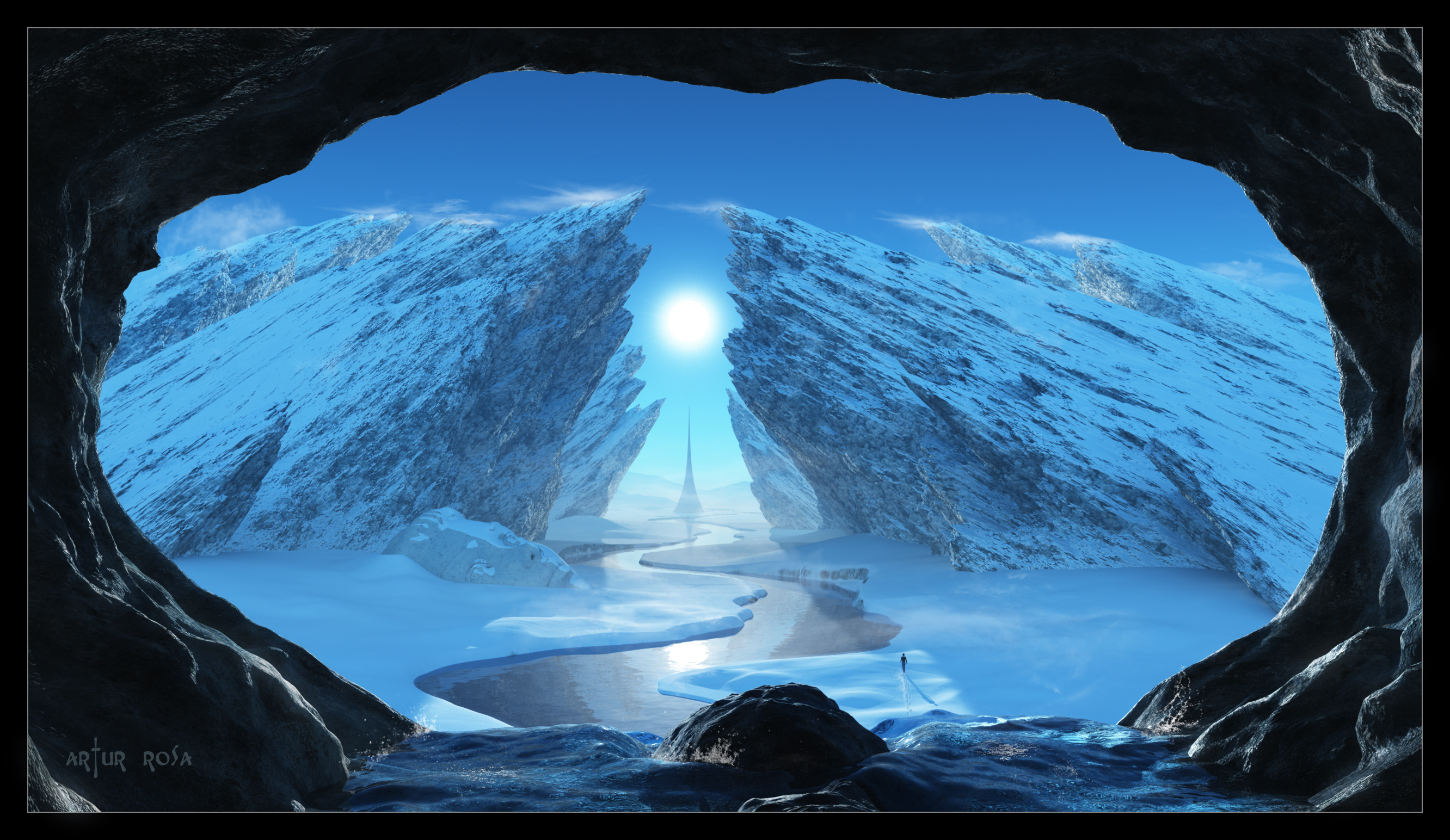175108 descargar imagen fantasía, cueva, nieve, invierno, paisaje, hielo, chorro: fondos de pantalla y protectores de pantalla gratis
