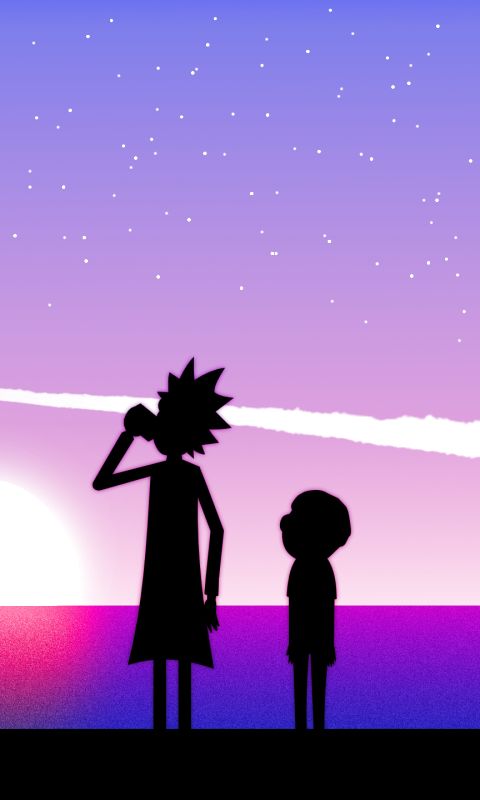 Download mobile wallpaper Sunset, Purple, Tv Show, Rick Sanchez, Morty Smith, Rick And Morty for free.