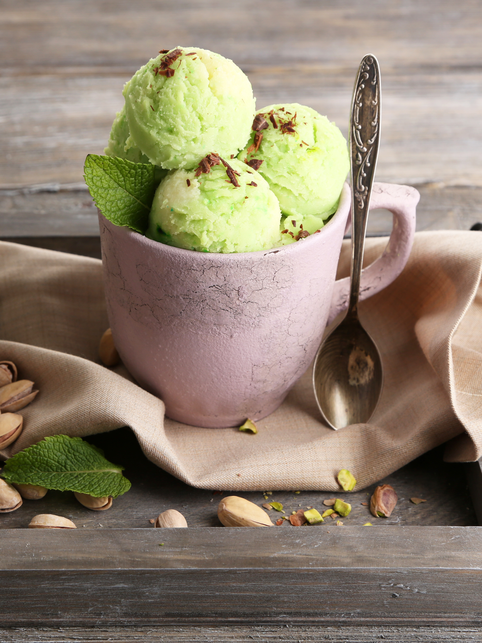 Download mobile wallpaper Food, Ice Cream, Still Life, Cup, Pistachio for free.