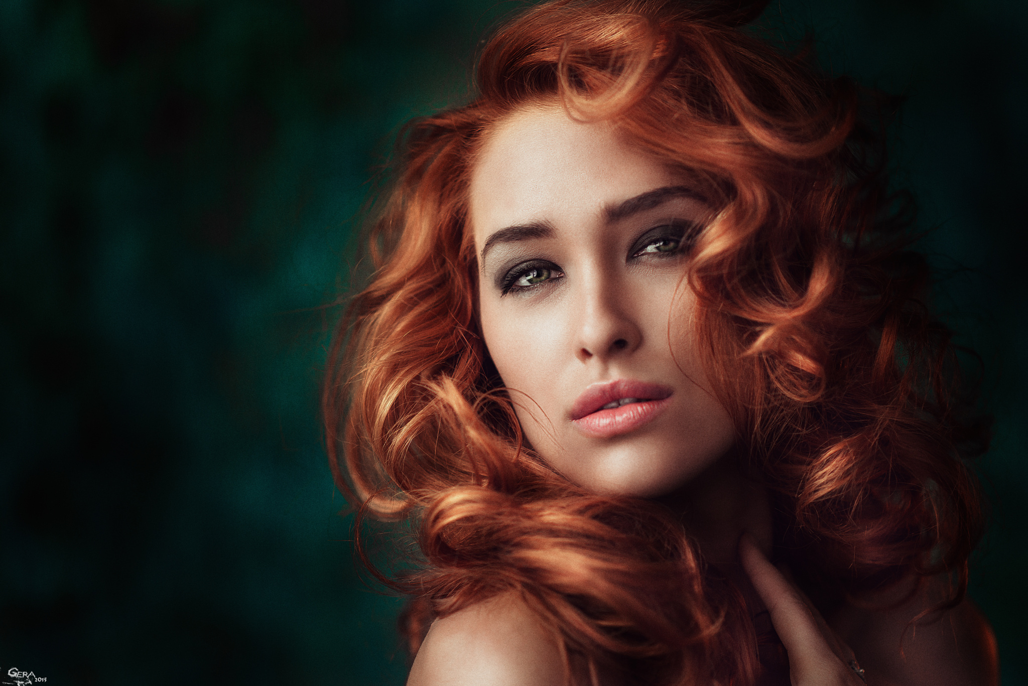 Free download wallpaper Redhead, Face, Model, Women, Curl, Green Eyes on your PC desktop