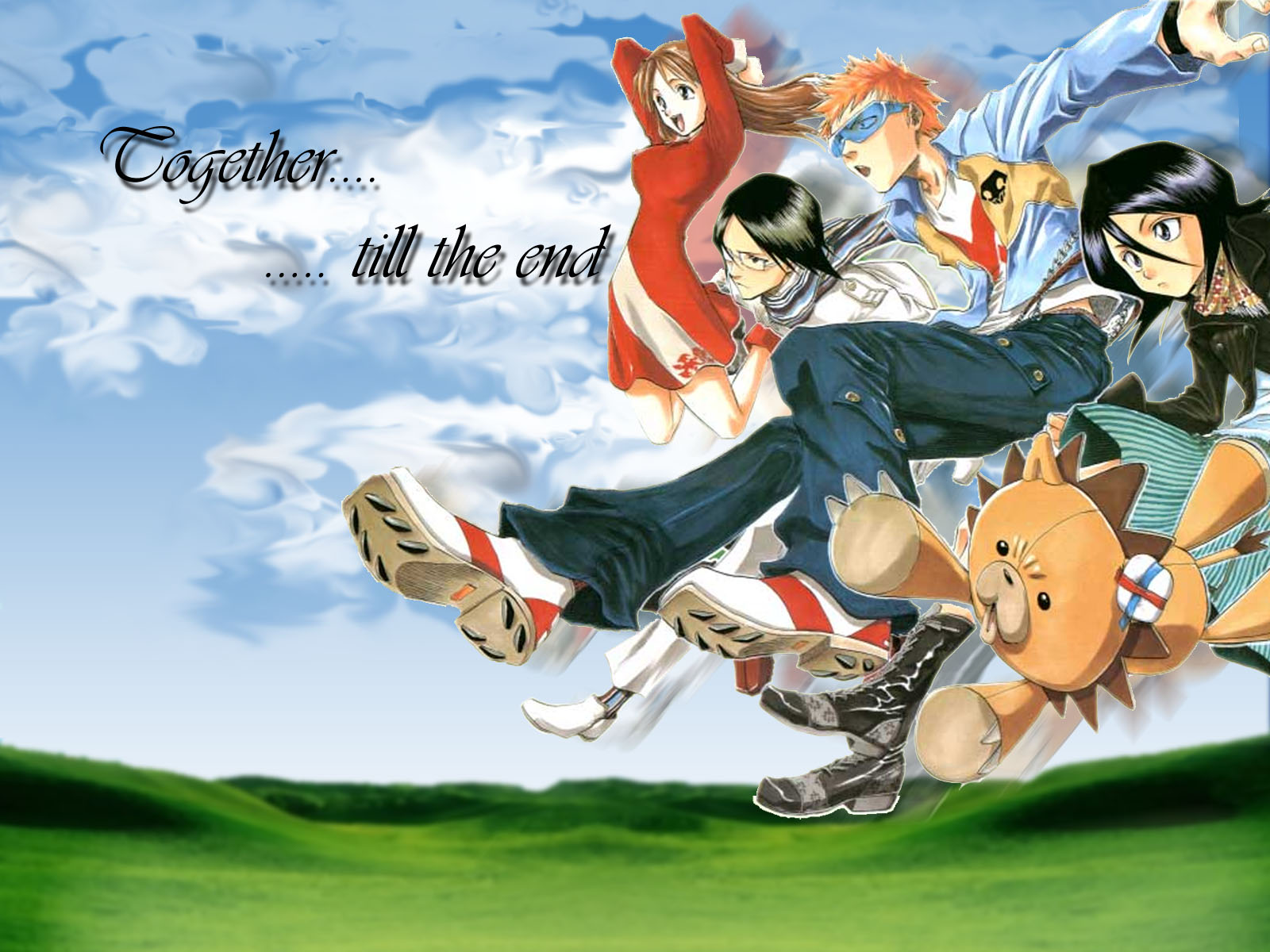 Laden Sie das Bleach, Rukia Kuchiki, Animes, Ichigo Kurosaki, Orihime Inoue, Uryu Ishida, Kon (Bleichmittel)-Bild kostenlos auf Ihren PC-Desktop herunter