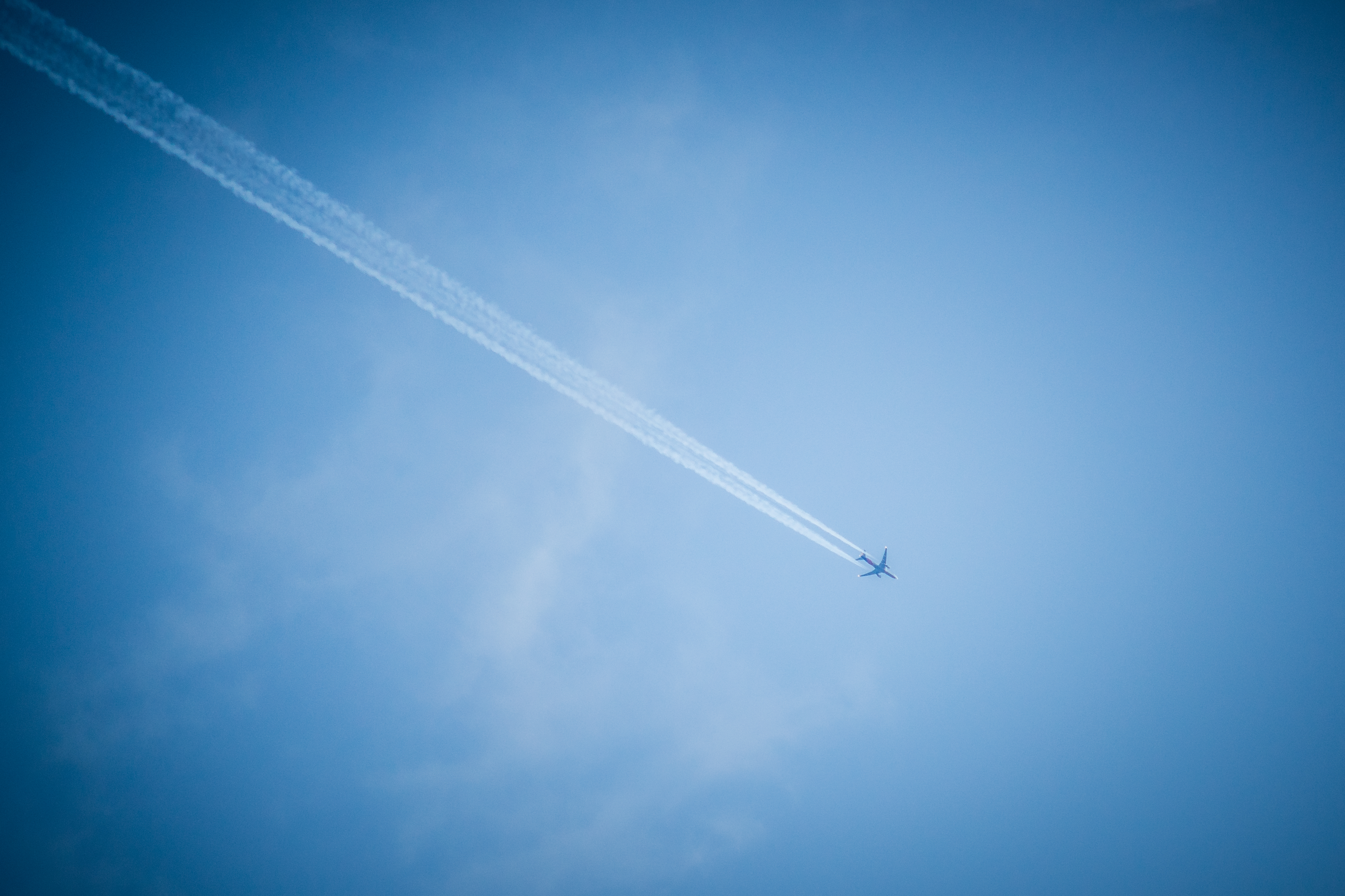 airplane, sky, smoke, miscellanea, miscellaneous, plane, track, trace