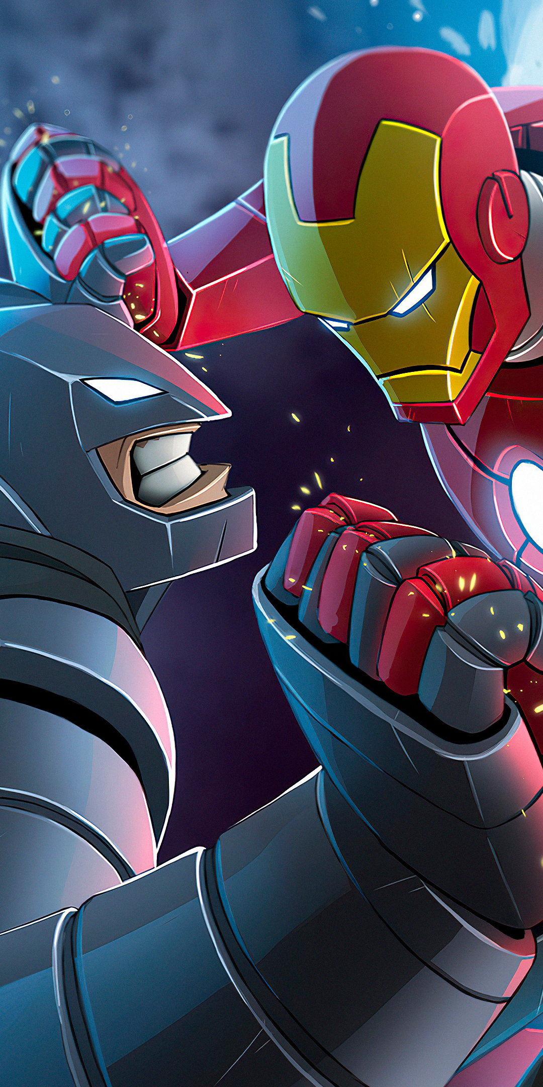 Download mobile wallpaper Batman, Iron Man, Crossover, Comics, Dc Comics for free.