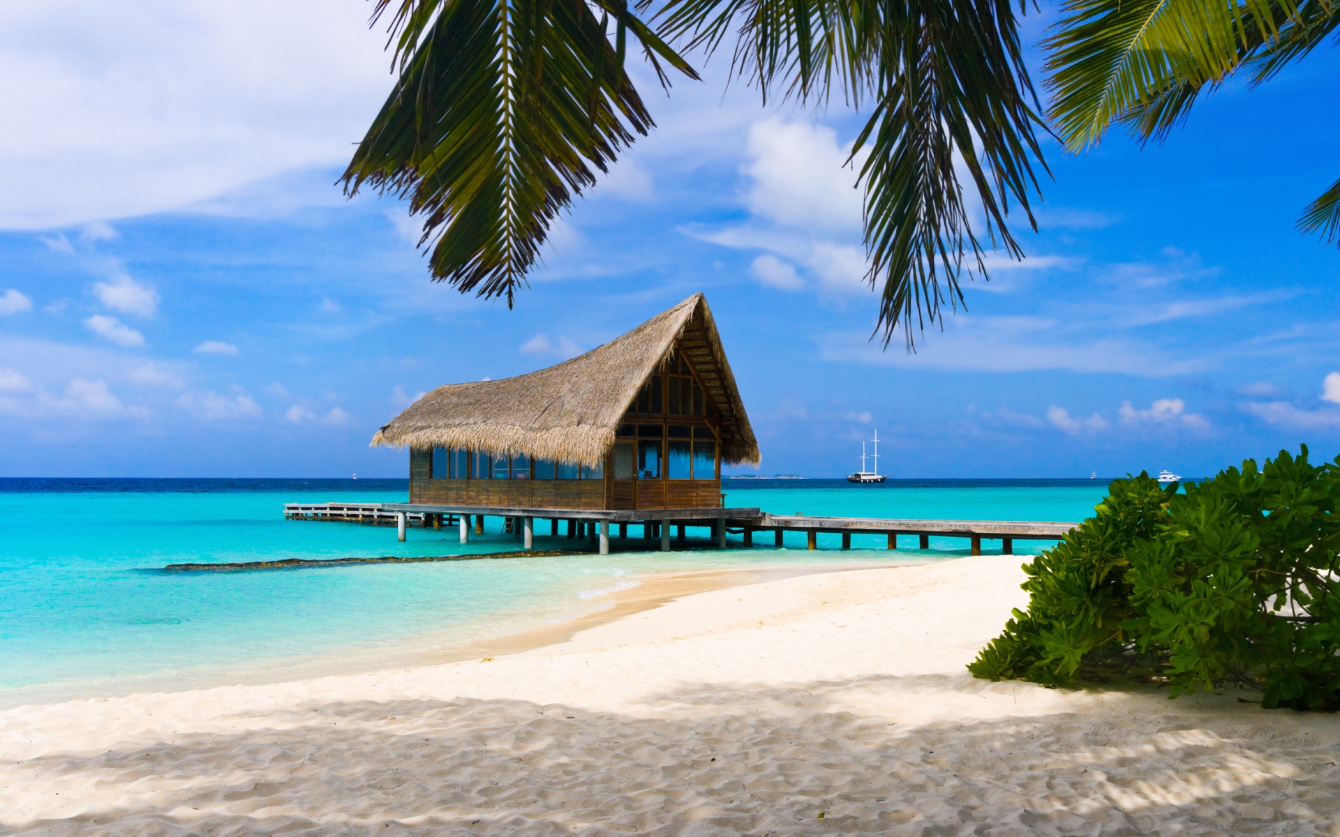 Download mobile wallpaper Beach, Ocean, Holiday, Tropical, Hut, Photography for free.