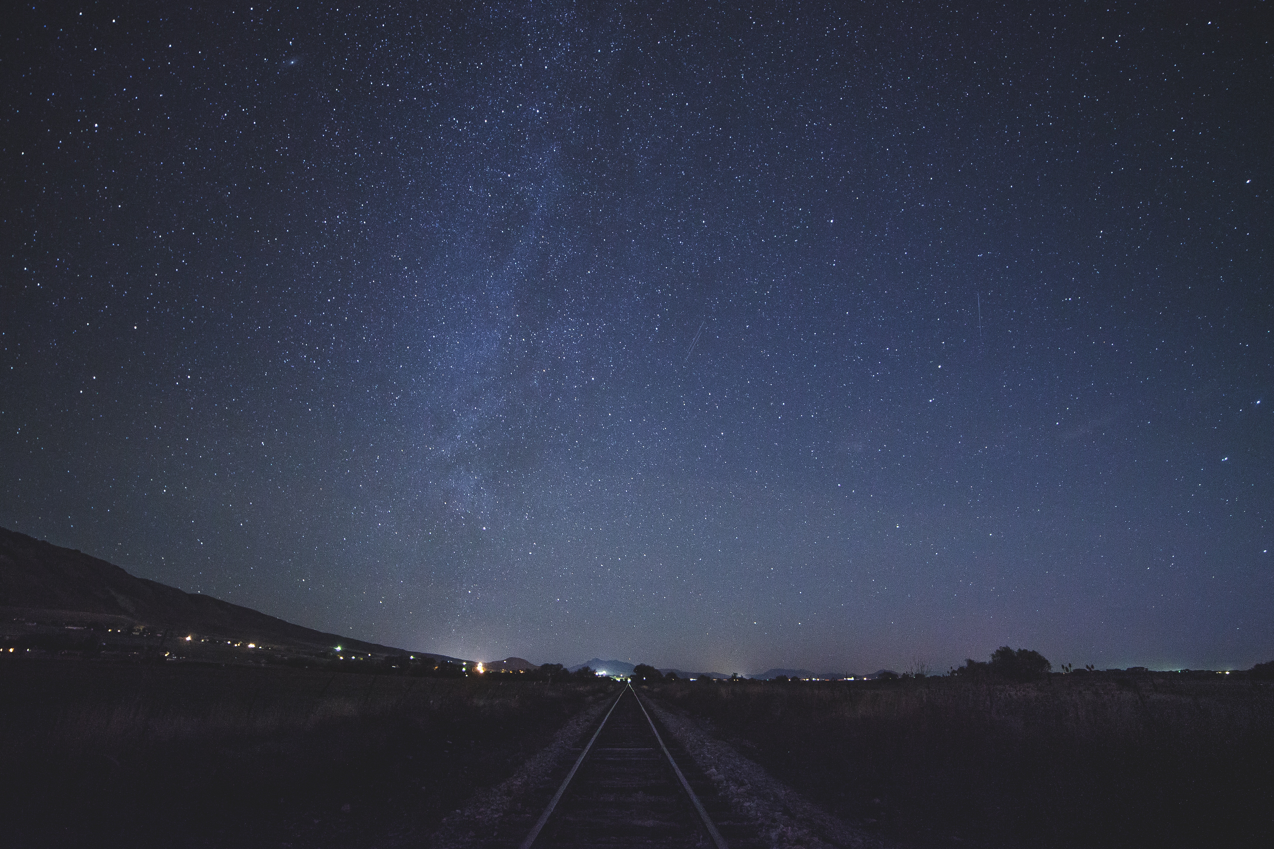 nature, sky, starry sky, railway