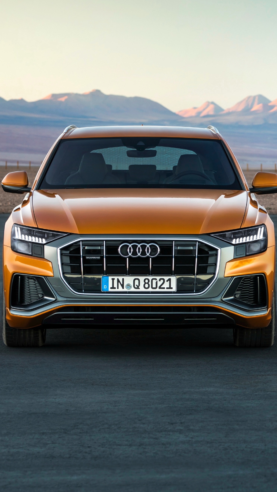 Download mobile wallpaper Audi, Car, Suv, Vehicle, Audi Q8, Vehicles, Orange Car for free.