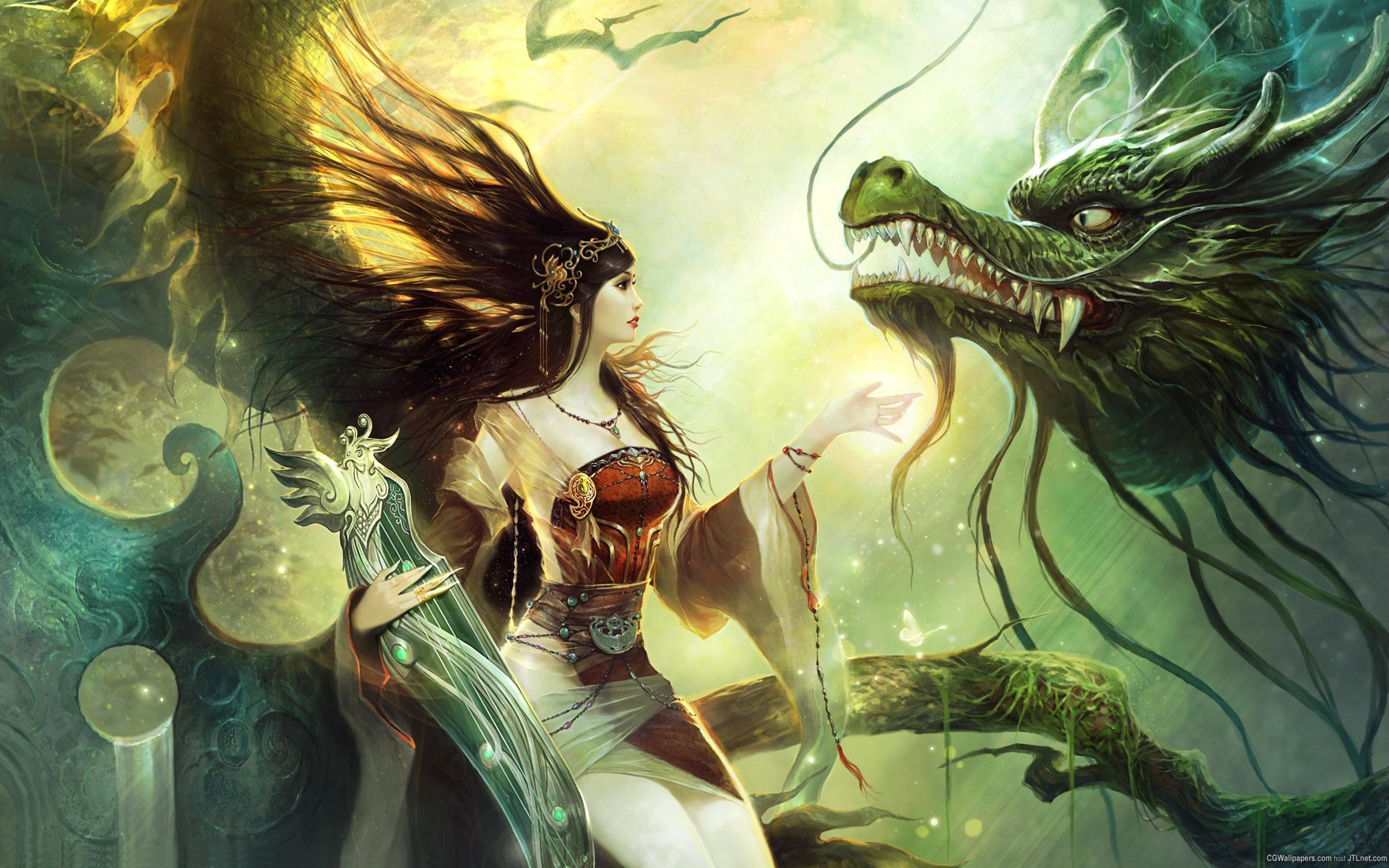 Free download wallpaper Fantasy, Dragon, Women, Witch on your PC desktop