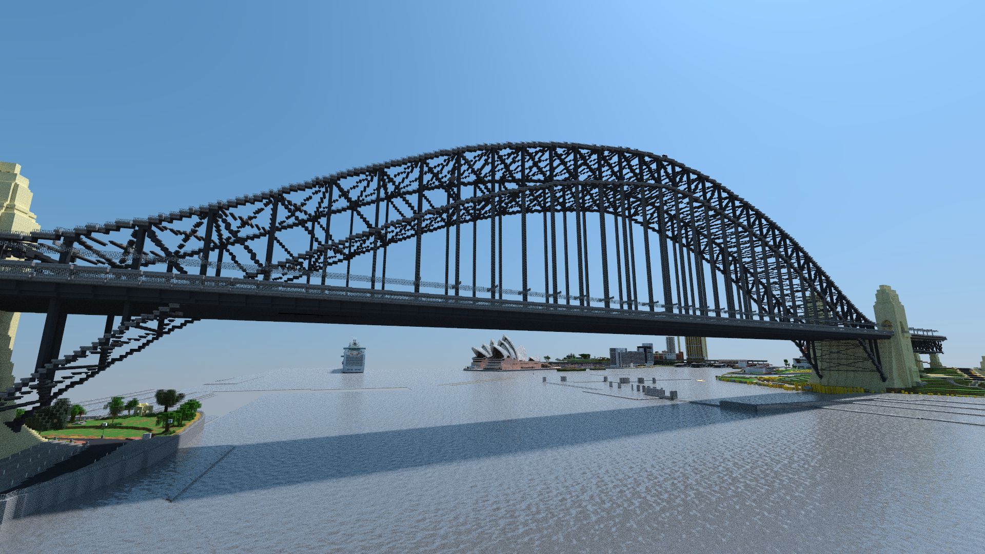 Скачать обои бесплатно Архитектура, Мост, Сидней, Видеоигры, Шахтерское Ремесло картинка на рабочий стол ПК