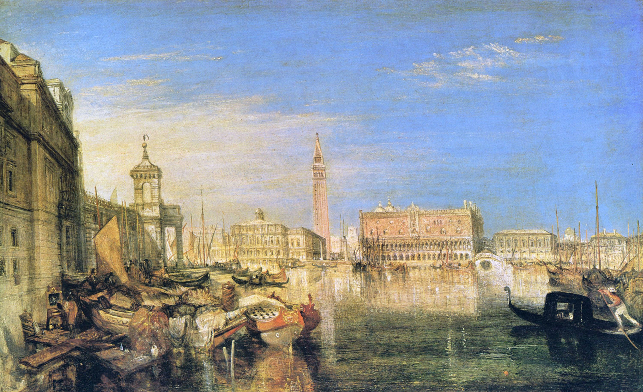 Download mobile wallpaper People, Sea, Venice, House, Boat, Cityscape, Painting, Artistic for free.