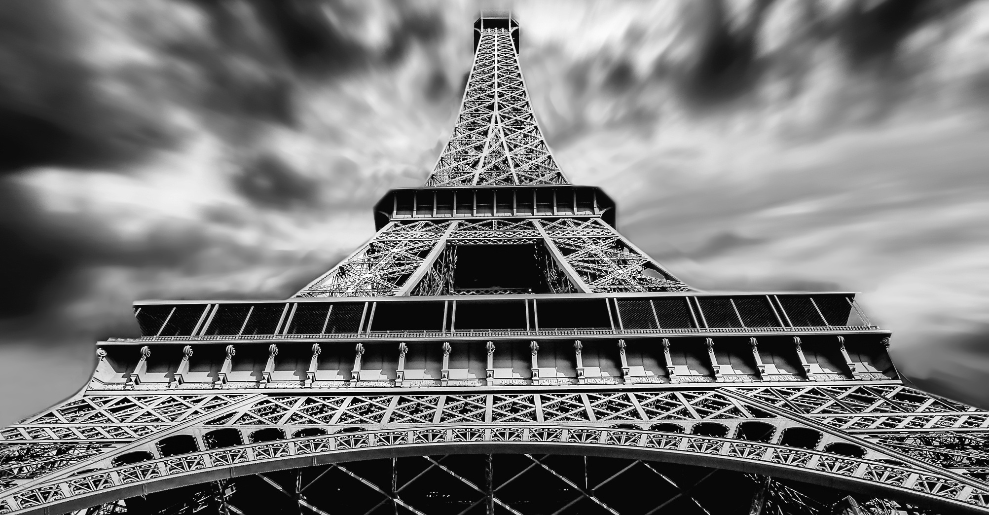 Laden Sie das Paris, Eiffelturm, Frankreich, Schwarz Weiß, Monument, Monumente, Menschengemacht-Bild kostenlos auf Ihren PC-Desktop herunter