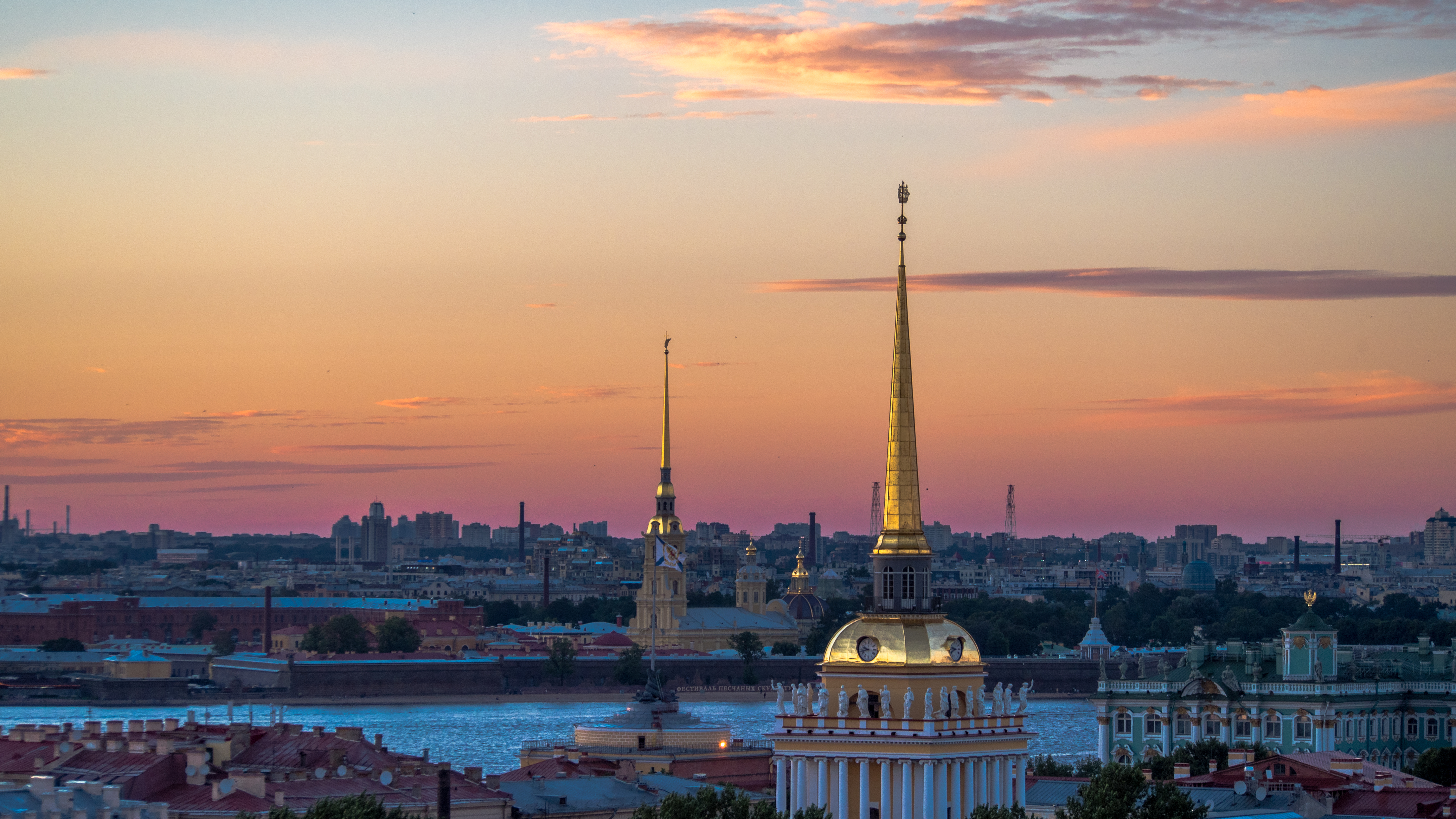 man made, saint petersburg, architecture, city, river, russia, sky, sunset, cities