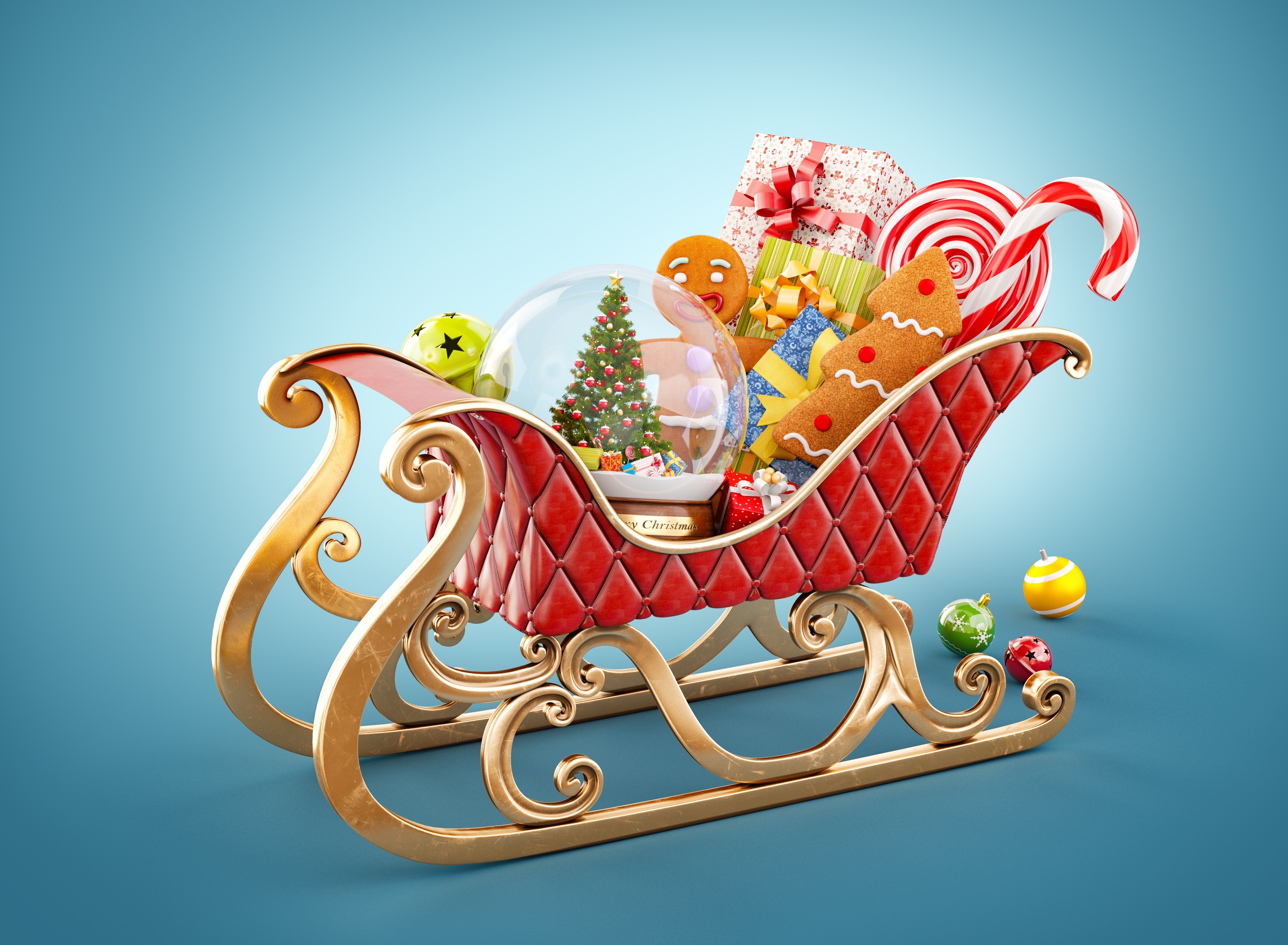 Download mobile wallpaper Christmas, Holiday, Colorful, Decoration, Sleigh for free.