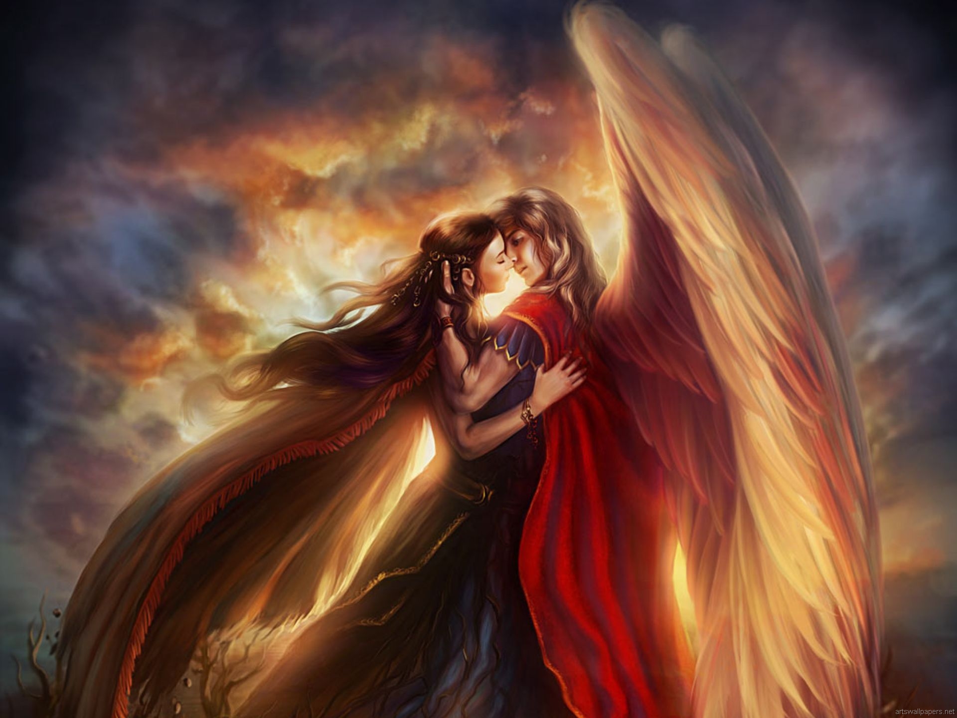 Free download wallpaper Fantasy, Love, Angel on your PC desktop