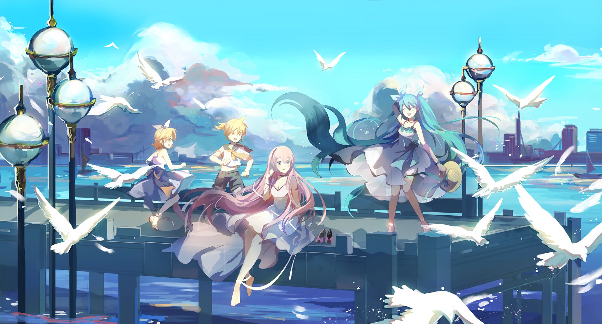 Descarga gratuita de fondo de pantalla para móvil de Vocaloid, Luka Megurine, Animado, Hatsune Miku, Rin Kagamine, Len Kagamine.