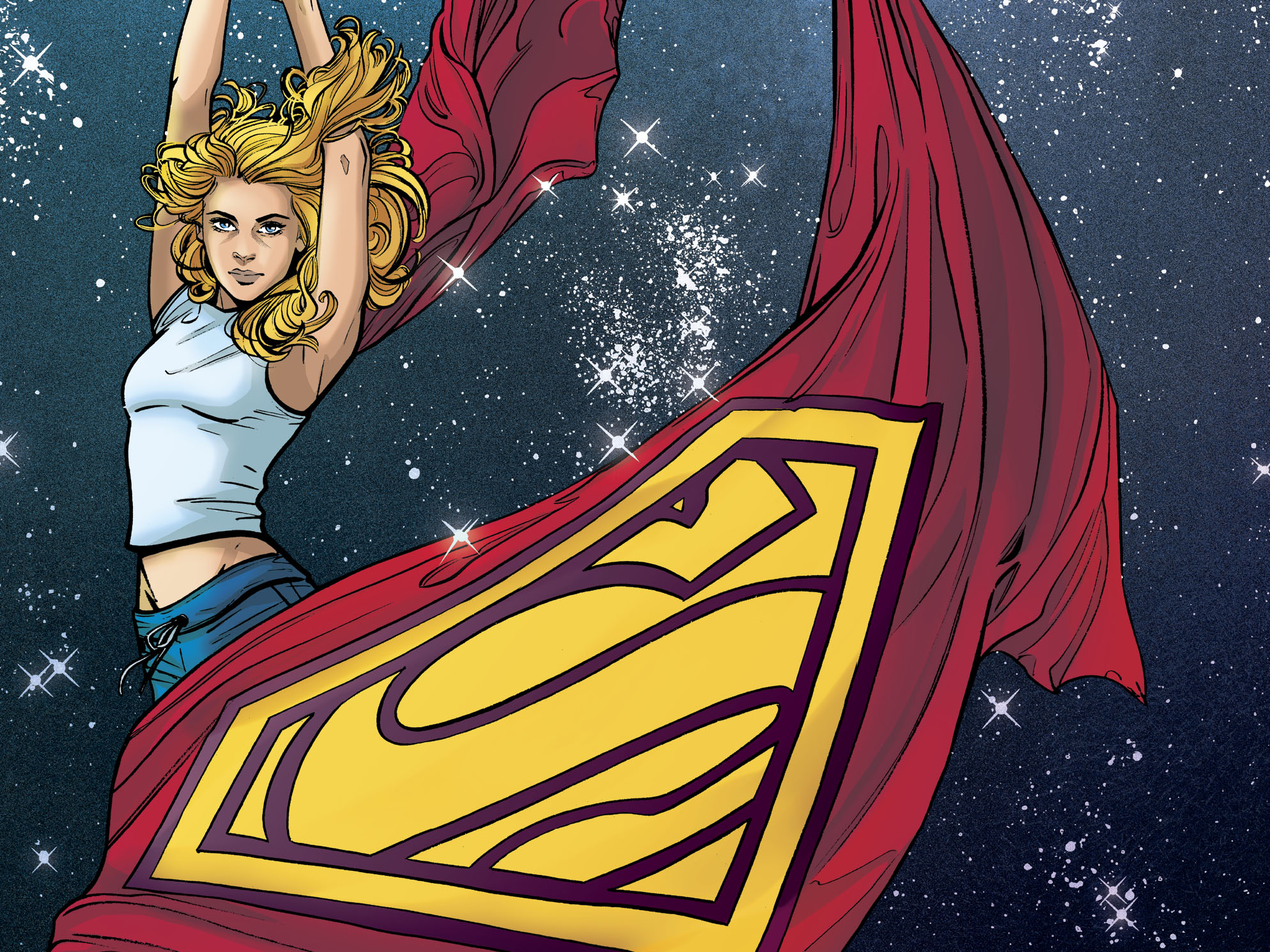 Download mobile wallpaper Stars, Superman, Blonde, Comics, Dc Comics, Supergirl for free.