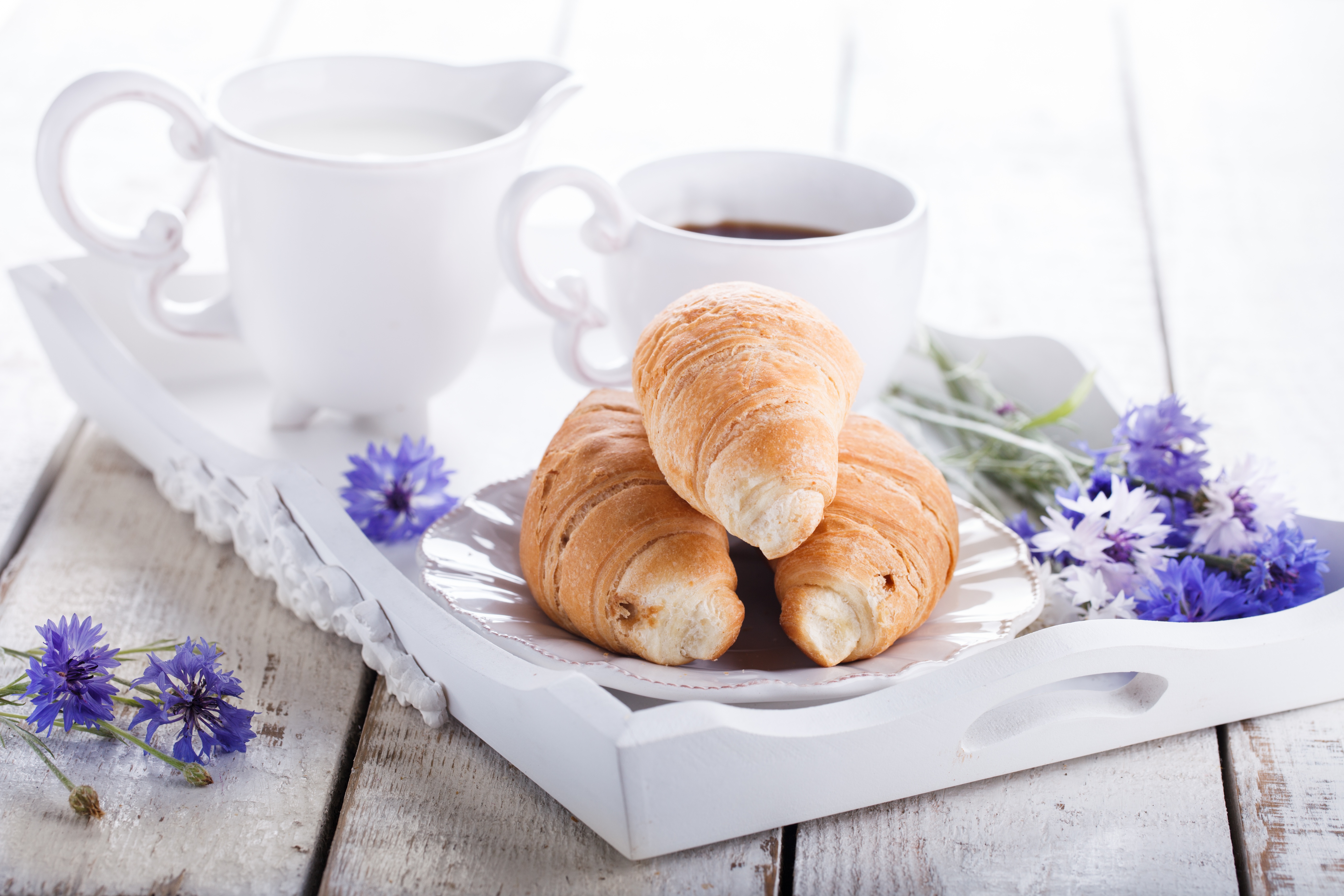 Download mobile wallpaper Food, Coffee, Breakfast, Croissant, Viennoiserie for free.