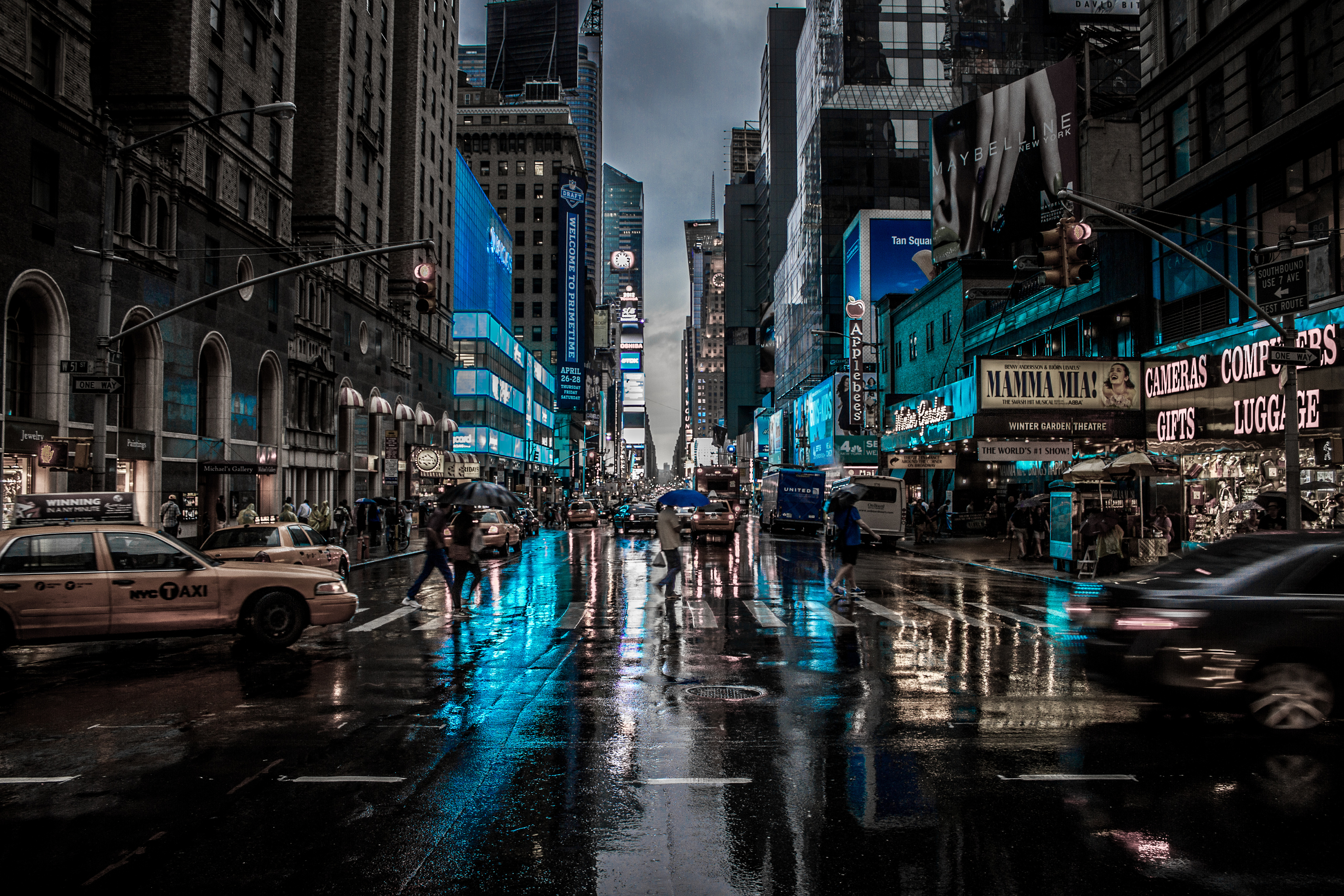 Download mobile wallpaper Rain, City, New York, Man Made for free.
