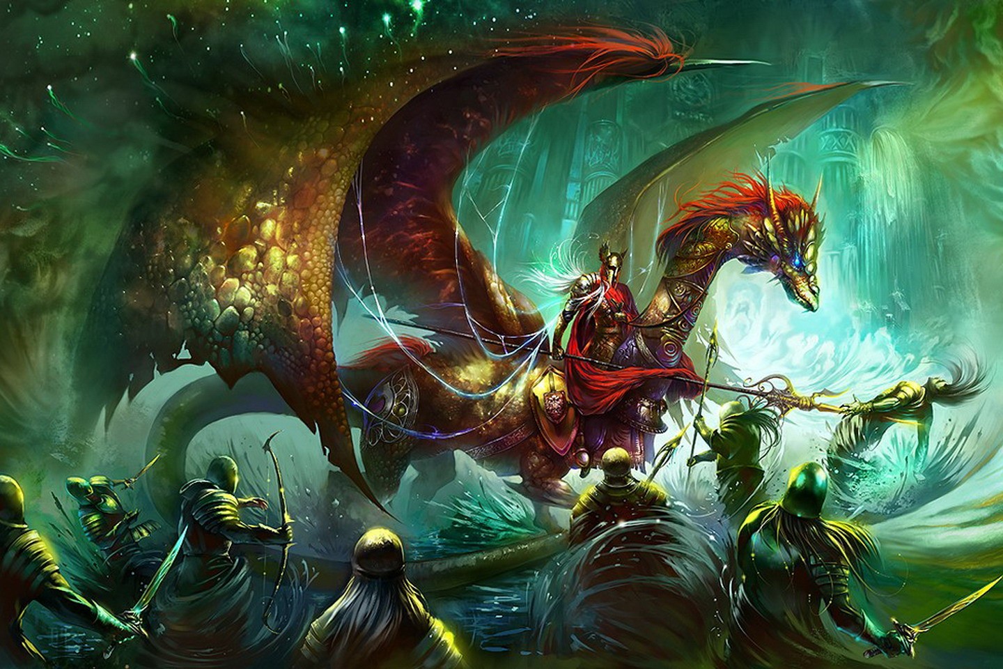 Baixe gratuitamente a imagem Fantasia, Dragão, Guerreiro, Batalha na área de trabalho do seu PC