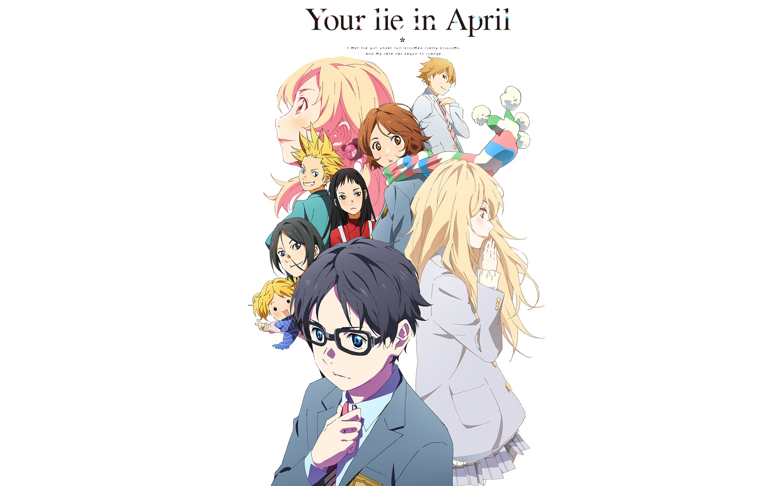 anime, your lie in april, kaori miyazono, kousei arima, ryota watari, tsubaki sawabe
