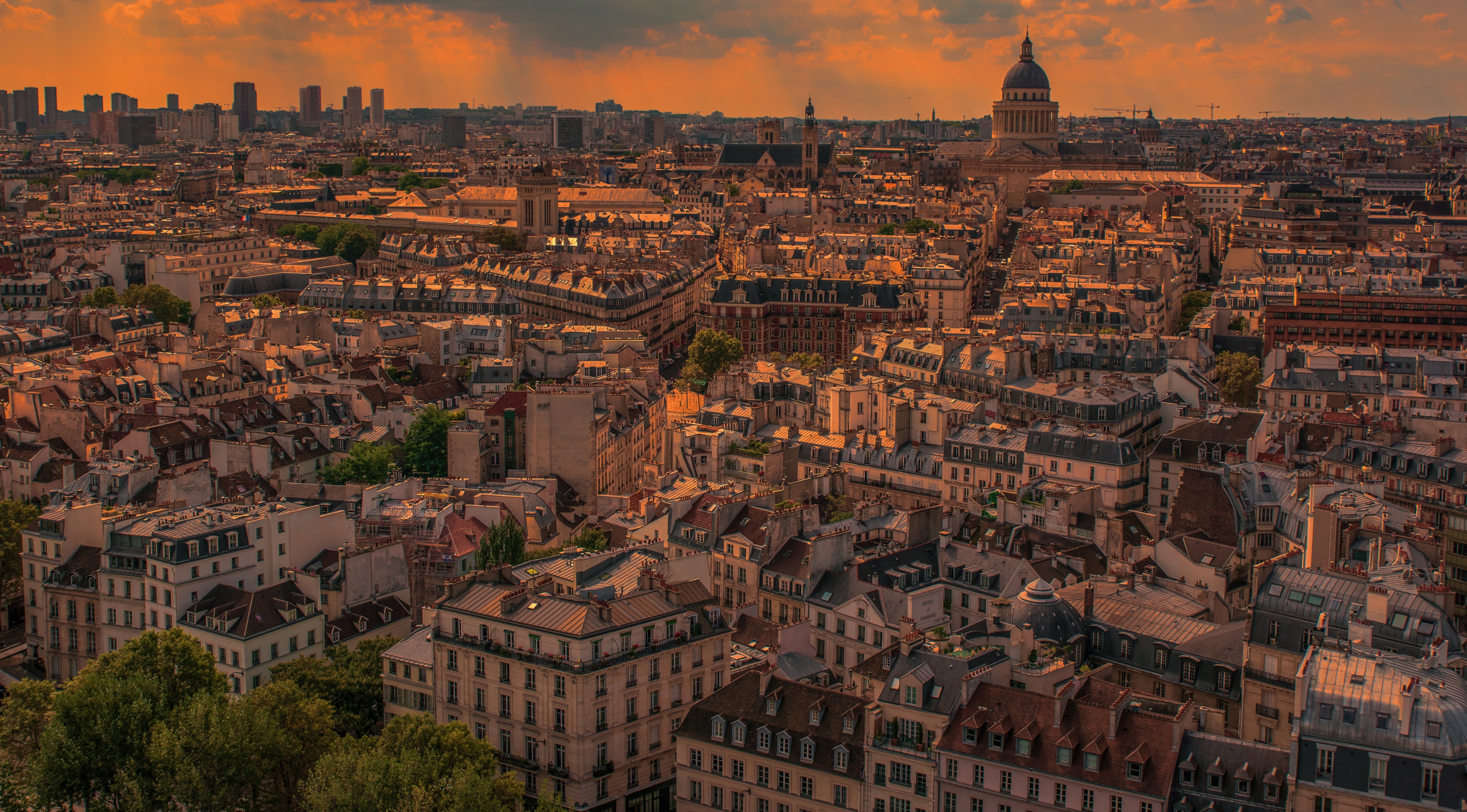 PCデスクトップに都市, 日没, 街, パリ, フランス, マンメイド, 街並み画像を無料でダウンロード
