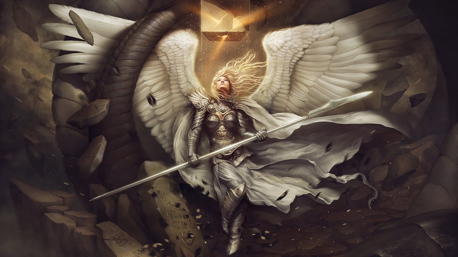 無料モバイル壁紙ファンタジー, 天使の戦士をダウンロードします。