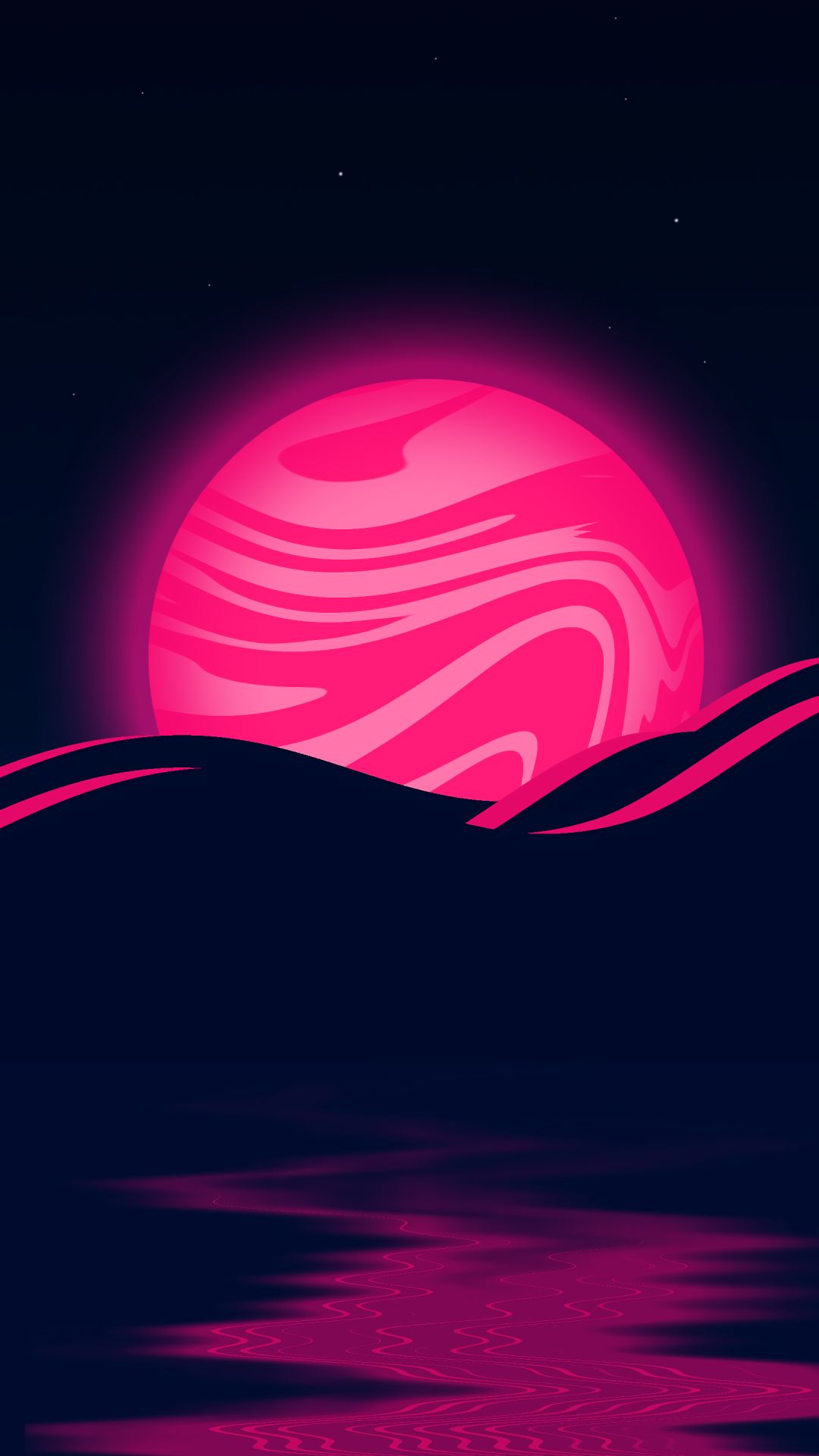 Download mobile wallpaper Landscape, Pink, Moon, Artistic for free.