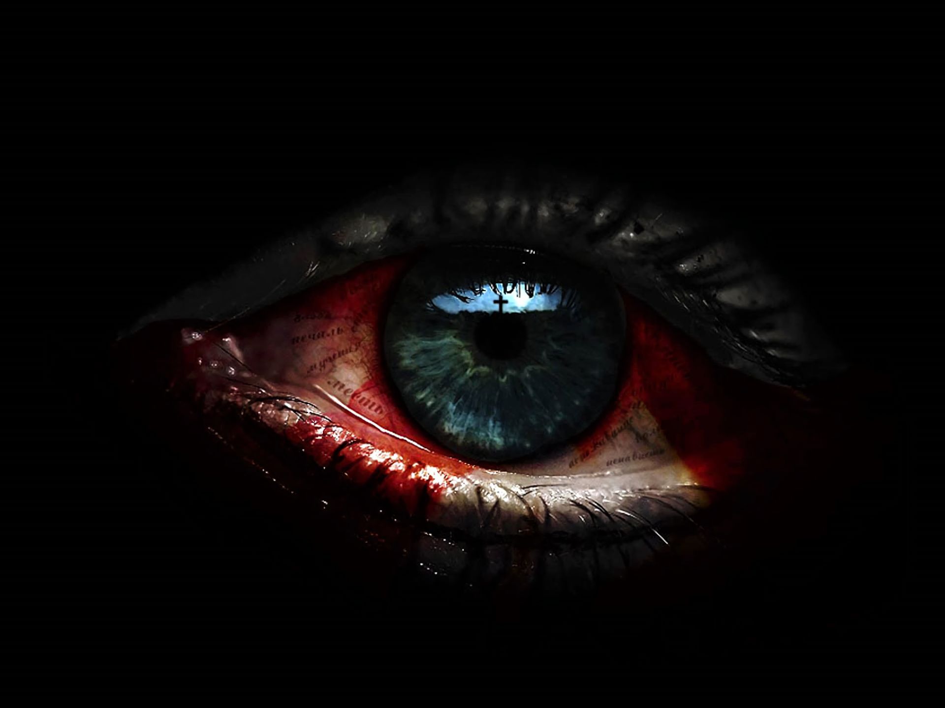 Download mobile wallpaper Blood, Dark, Eye, Scary for free.