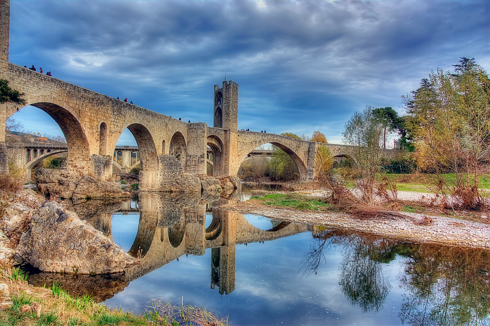 Téléchargez des papiers peints mobile Pont, Espagne, Des Ponts, Construction Humaine, Rivière, Réflection gratuitement.