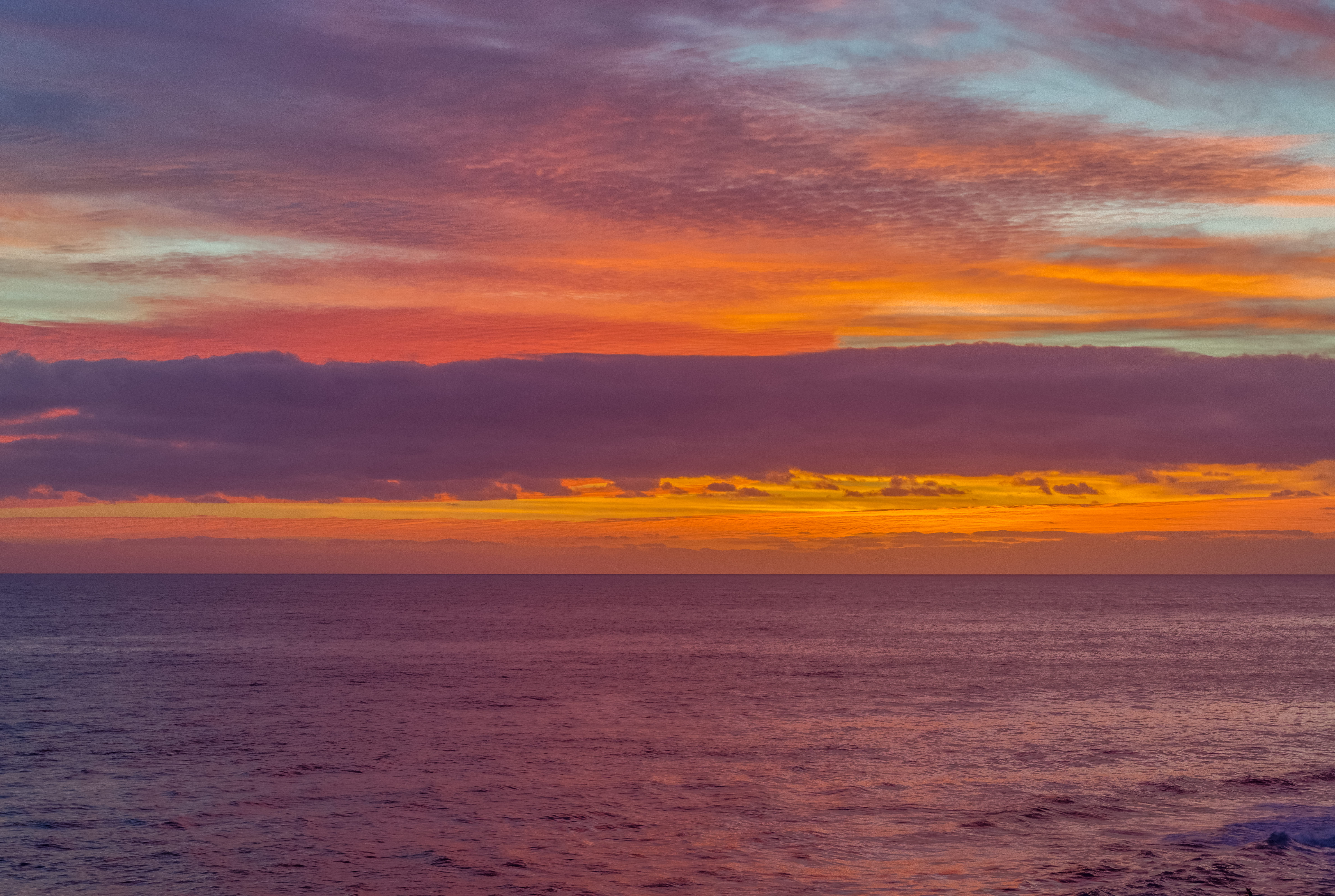 Handy-Wallpaper Clouds, Horizont, Sunset, Waves, Natur, Sea kostenlos herunterladen.