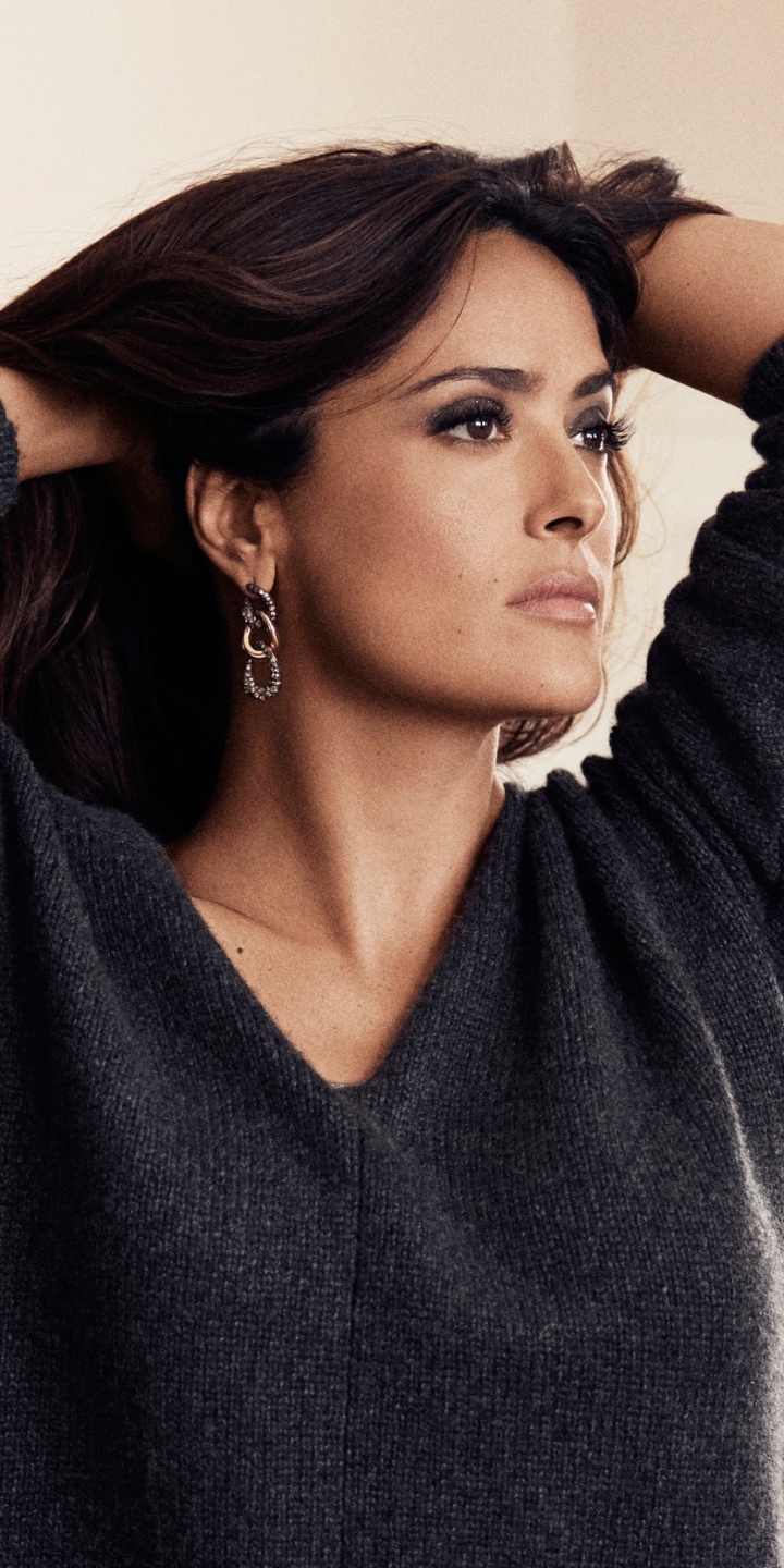 Download mobile wallpaper Salma Hayek, Mood, Brunette, Celebrity, Mexican, Brown Eyes, Actress for free.