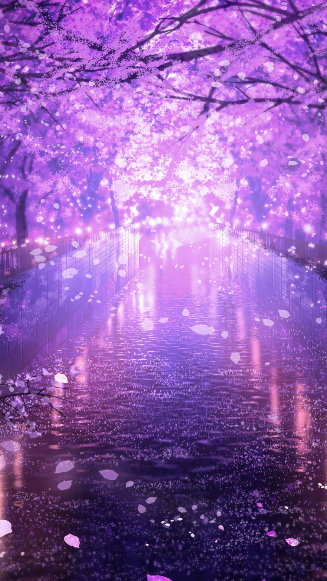 Download mobile wallpaper Anime, Landscape, Water, Sakura, Blossom, Canal for free.