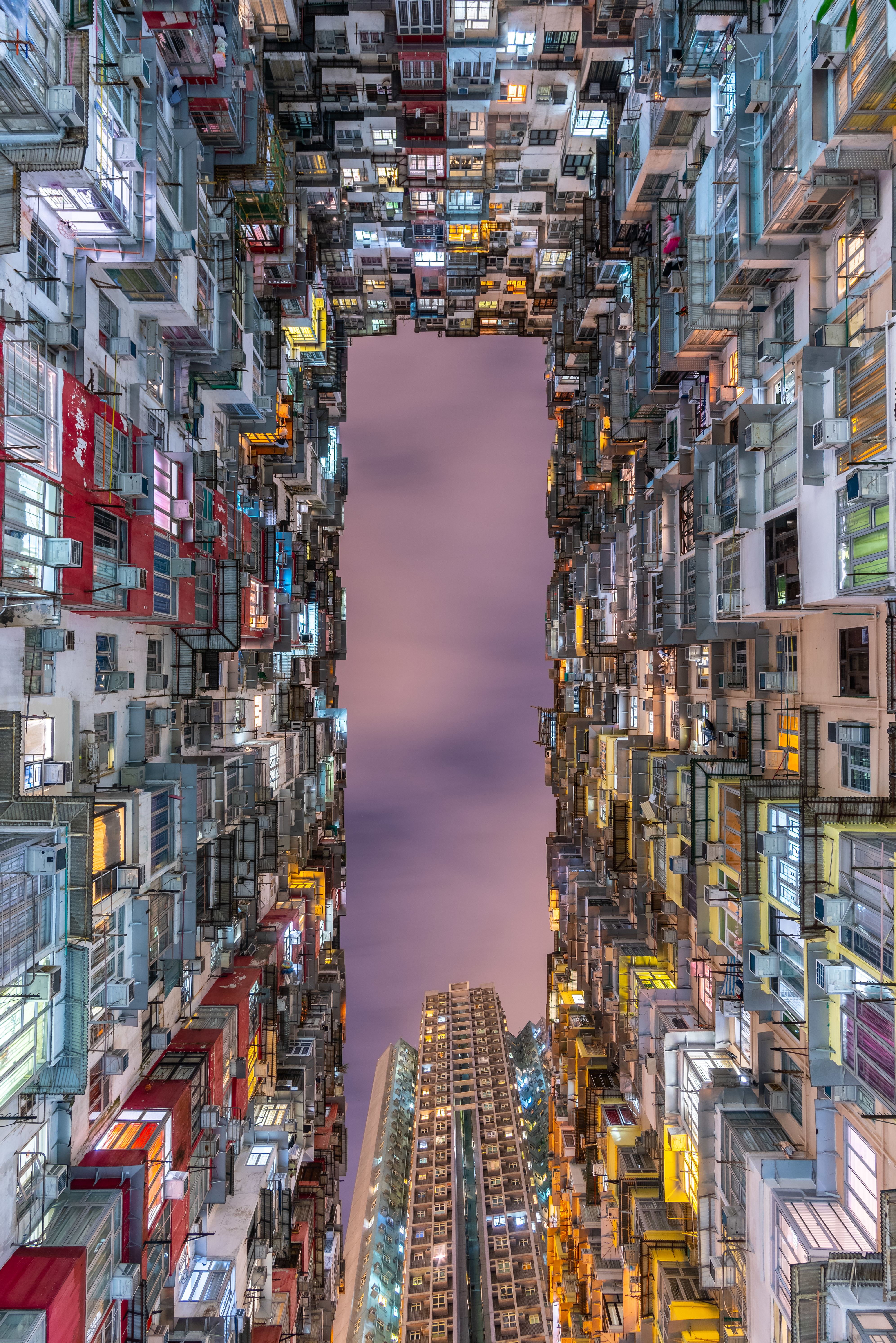 sky, balcony, cities, building, bottom view download HD wallpaper