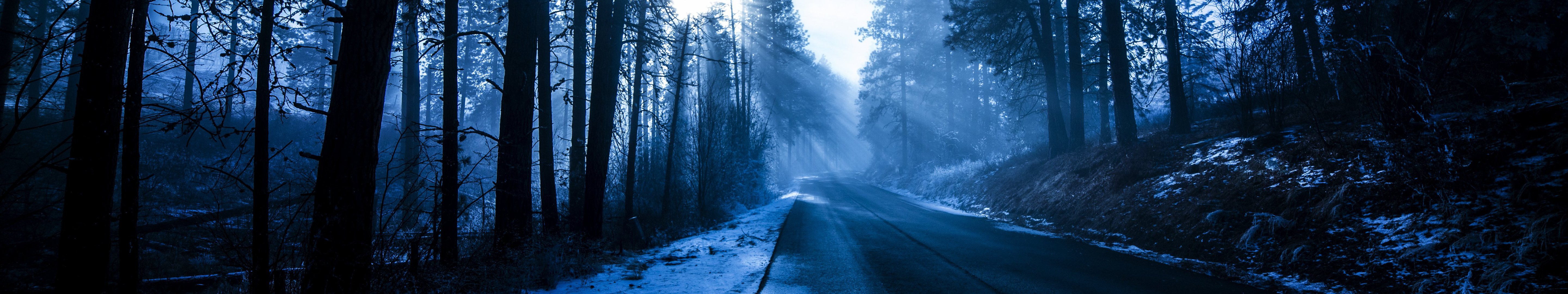 Download mobile wallpaper Winter, Snow, Road, Forest, Tree, Sunlight, Man Made for free.