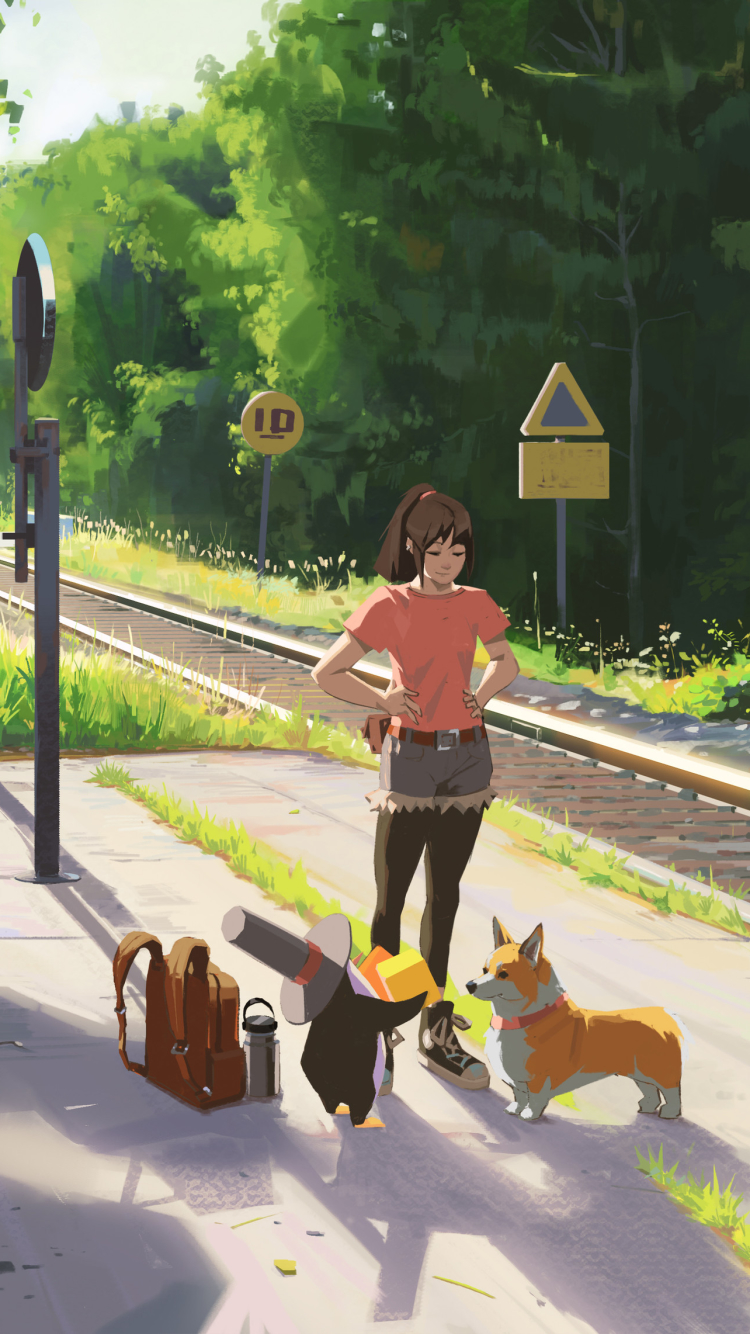 Download mobile wallpaper Anime, Dog, Original for free.