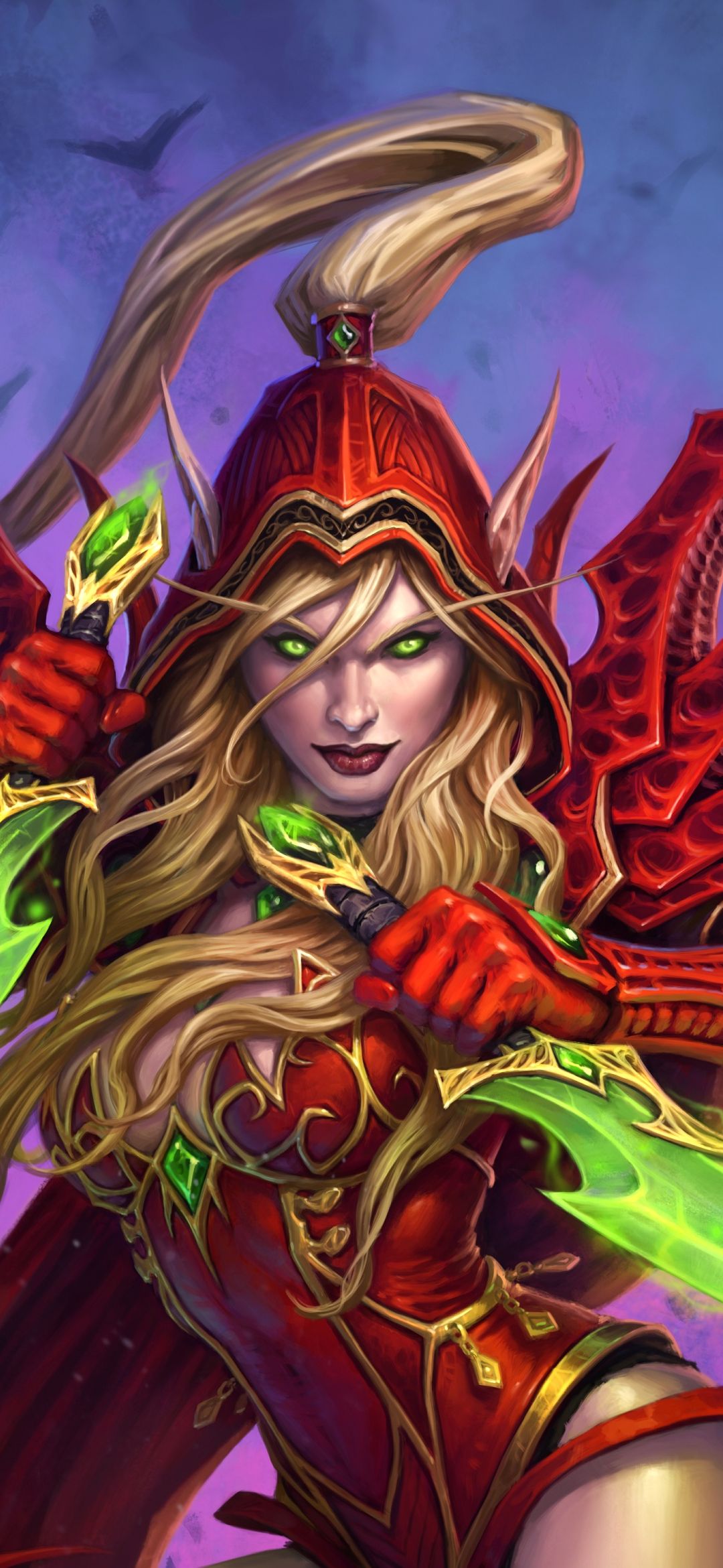 Handy-Wallpaper Warcraft, Blond, Elf, Grüne Augen, Blondinen, Computerspiele, Spitze Ohren, Frau Krieger, Hearthstone: Heroes Of Warcraft kostenlos herunterladen.