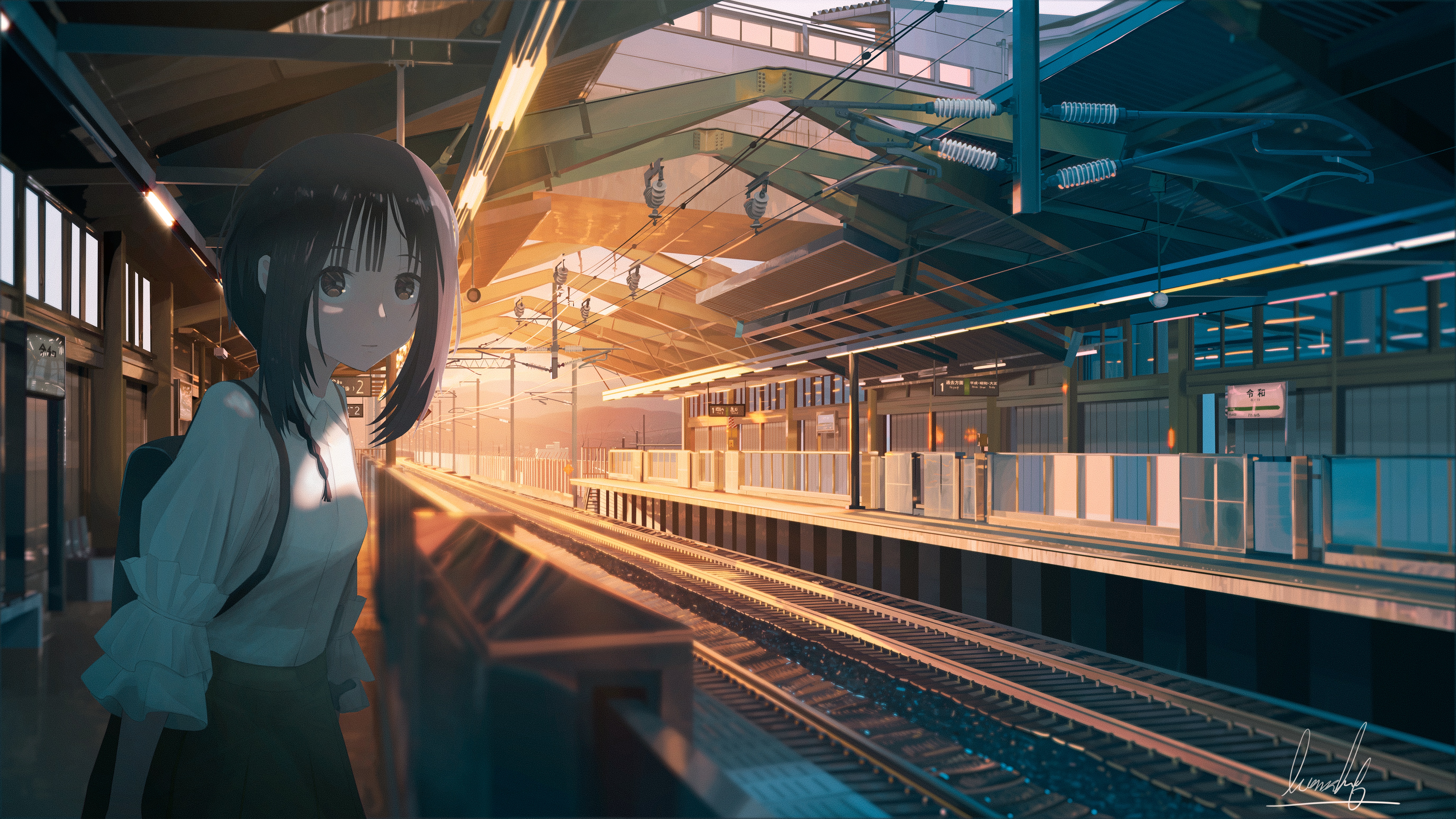 945156 скачать картинку аниме, железнодорожный вокзал - обои и заставки бесплатно