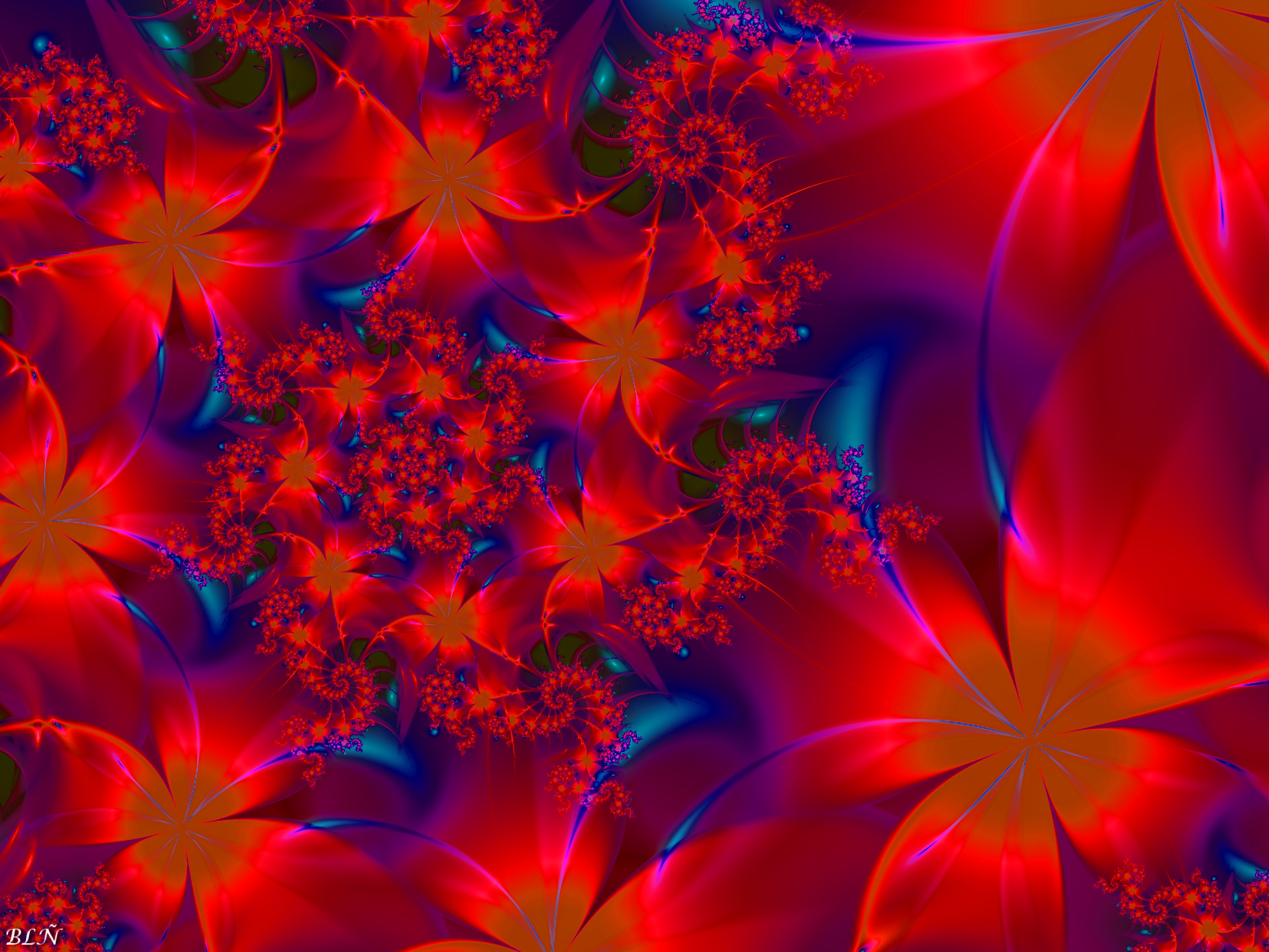 flowers, fractal, brilliance, abstract, shine, patterns Smartphone Background