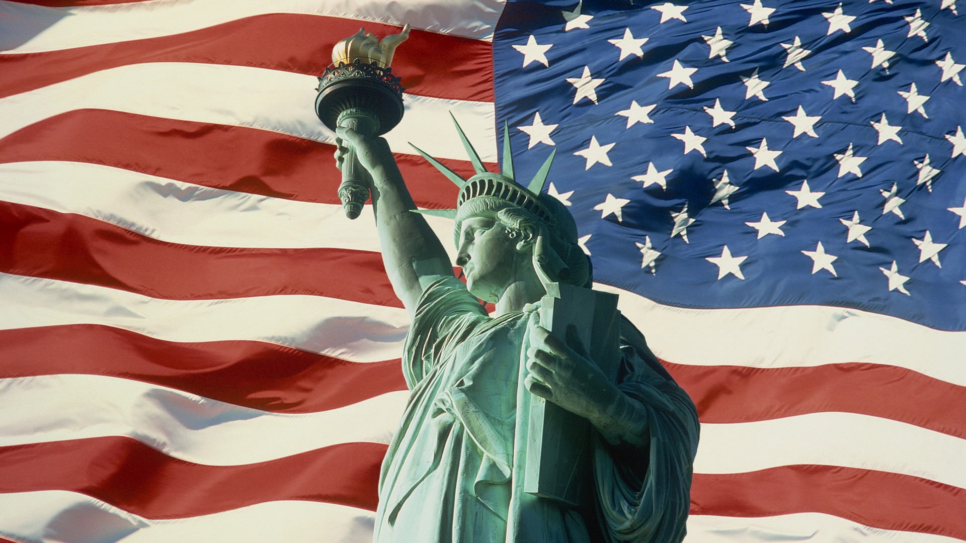 742374 télécharger l'image statue de la liberté, construction humaine, drapeau américain - fonds d'écran et économiseurs d'écran gratuits