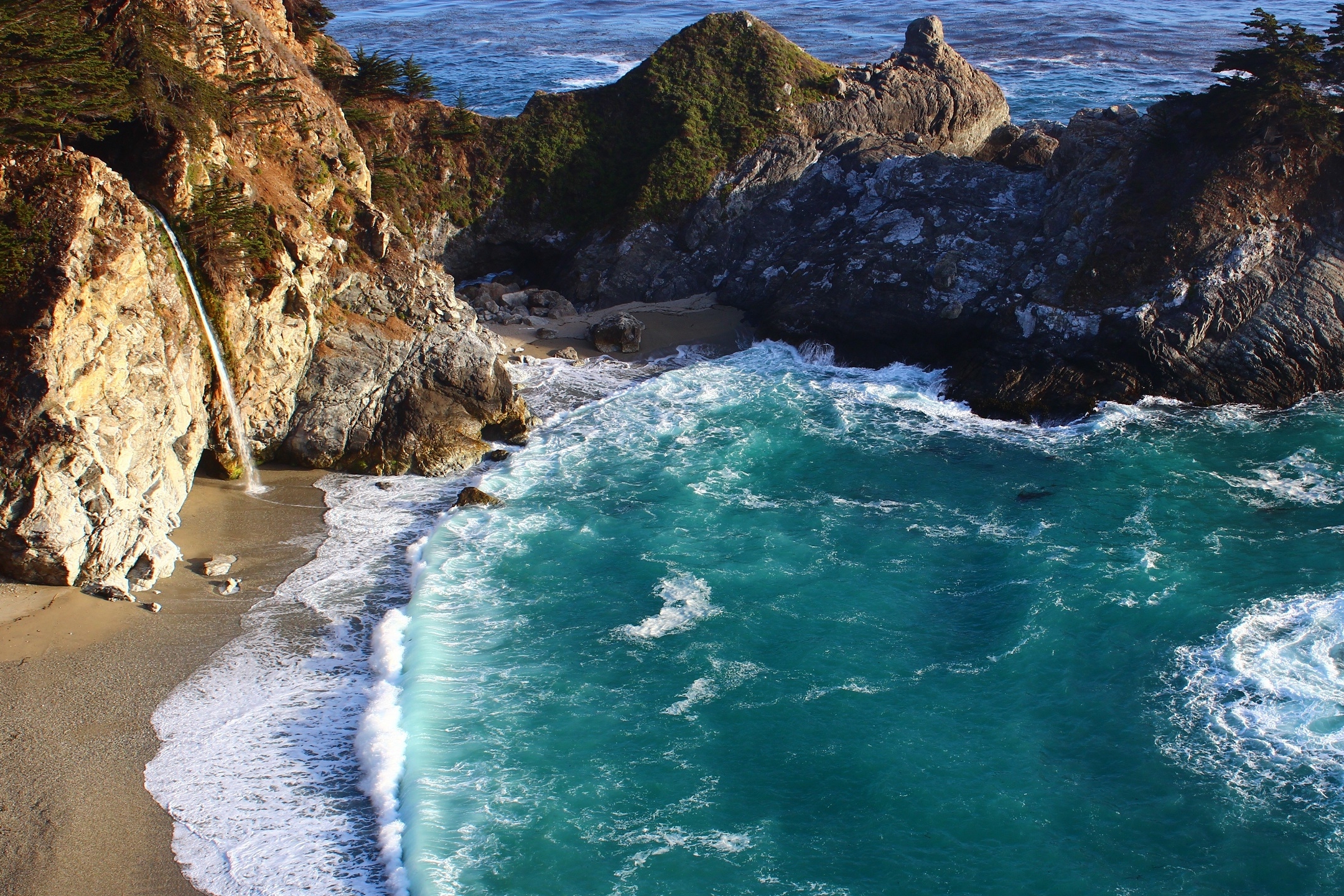 無料モバイル壁紙ビーチ, 海岸, 地球, カリフォルニア, ビッグ・サー, マクウェイ滝をダウンロードします。