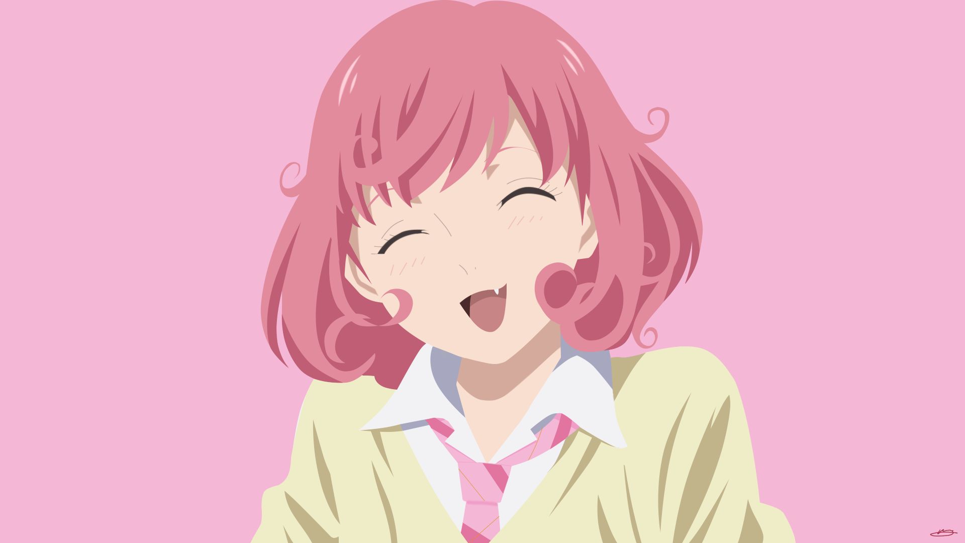 Free download wallpaper Anime, Smile, Tie, Pink Hair, Blush, Minimalist, Noragami, Kofuku Ebisu on your PC desktop