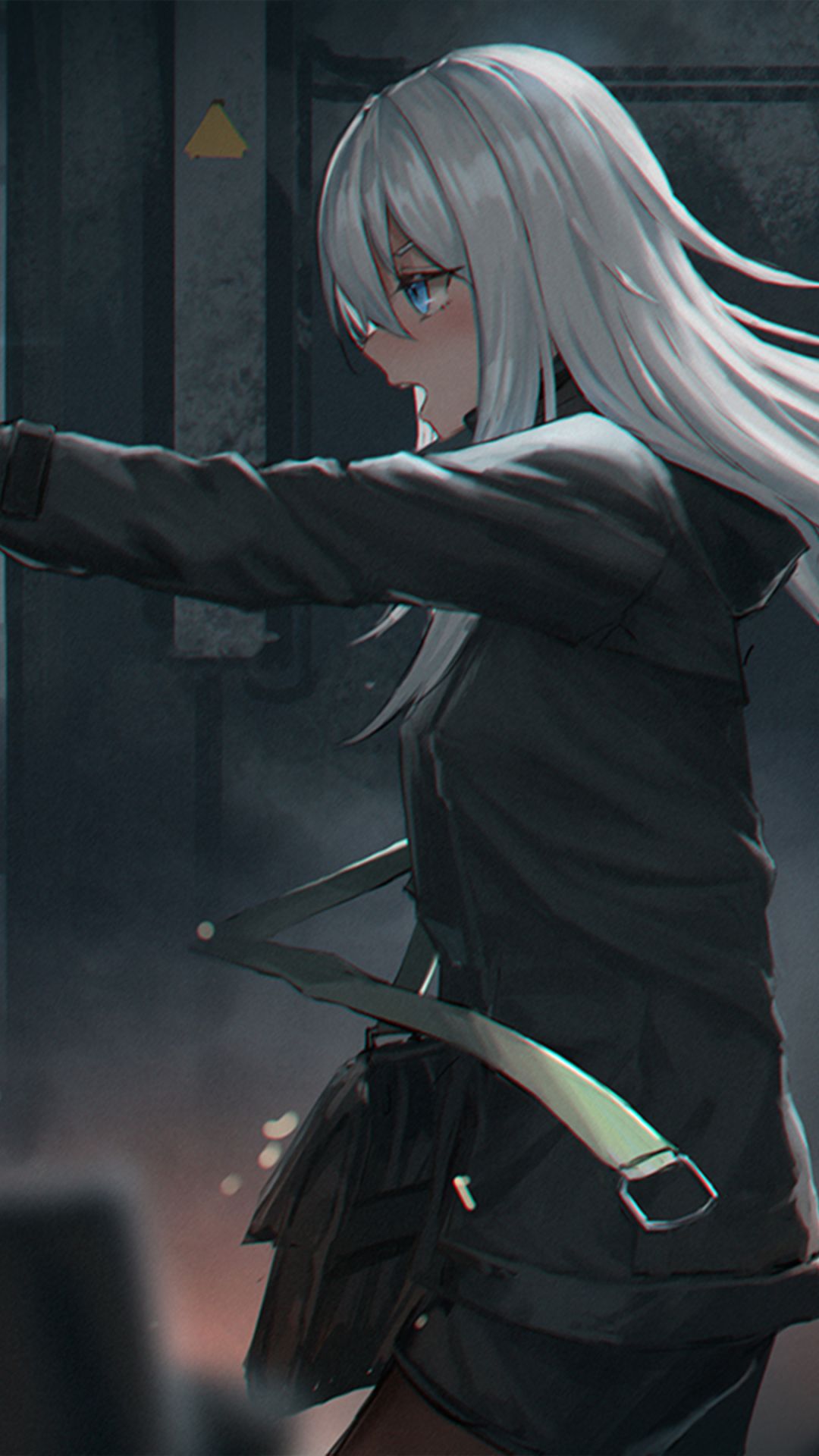 Download mobile wallpaper Anime, Blue Eyes, Original, Gun, Long Hair, White Hair for free.