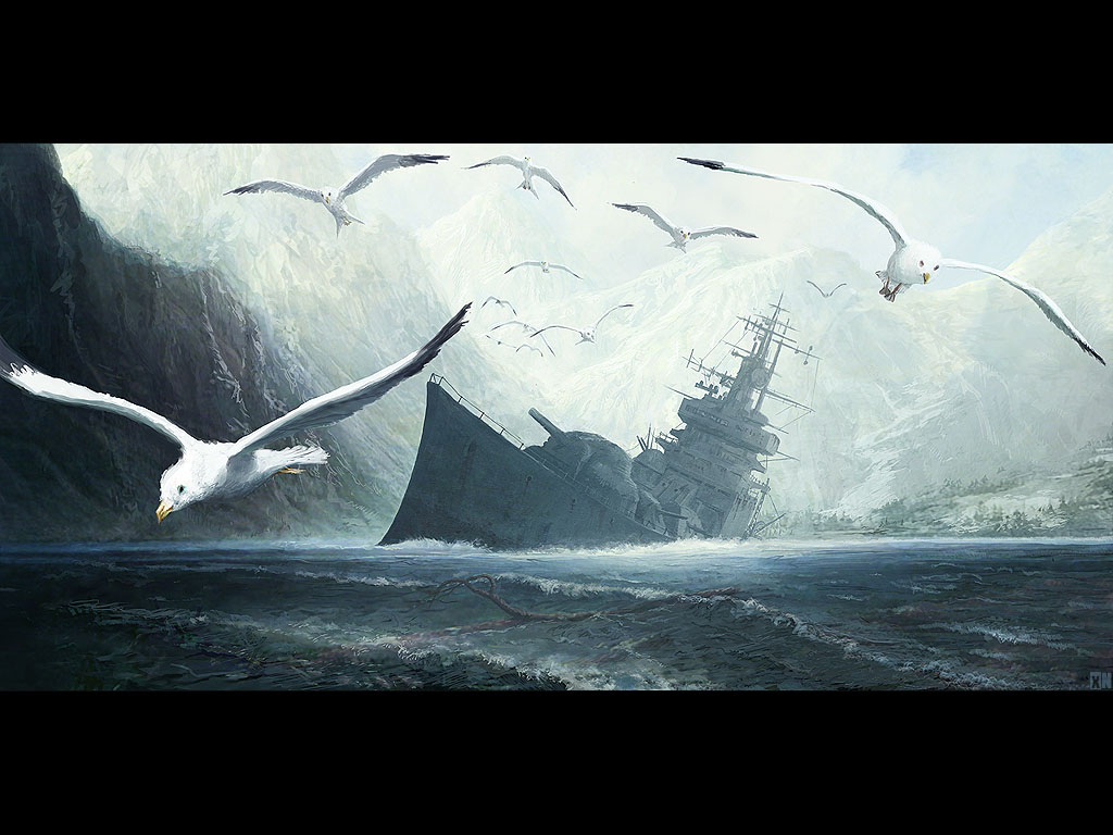 military, artistic, seagull, ship, wreck